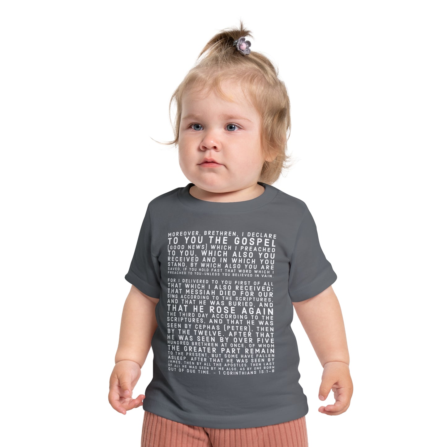 'I declare to you the gospel' - Light-Lettered Edition - (4 Color Options) - Baby Short Sleeve T-Shirt