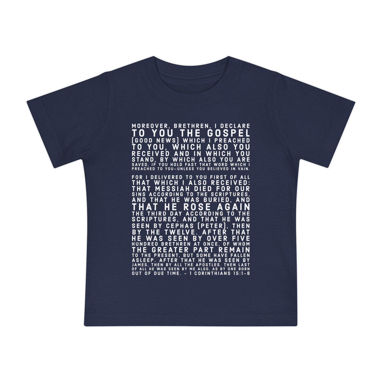 'I declare to you the gospel' - Light-Lettered Edition - (4 Color Options) - Baby Short Sleeve T-Shirt