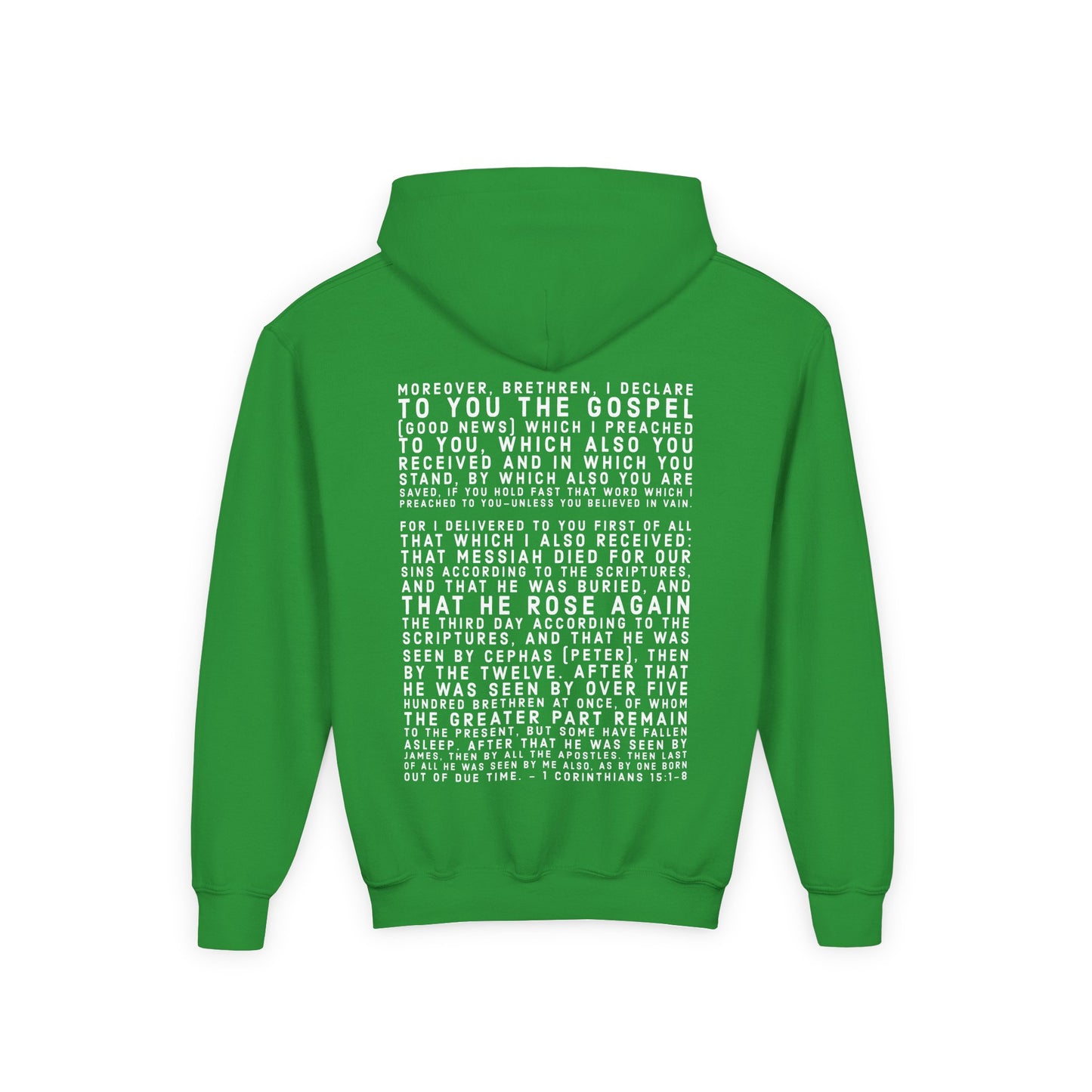 'I declare to you the gospel' - Light Lettered Edition - (14 Color Options) - Youth Heavy Blend Hoodie