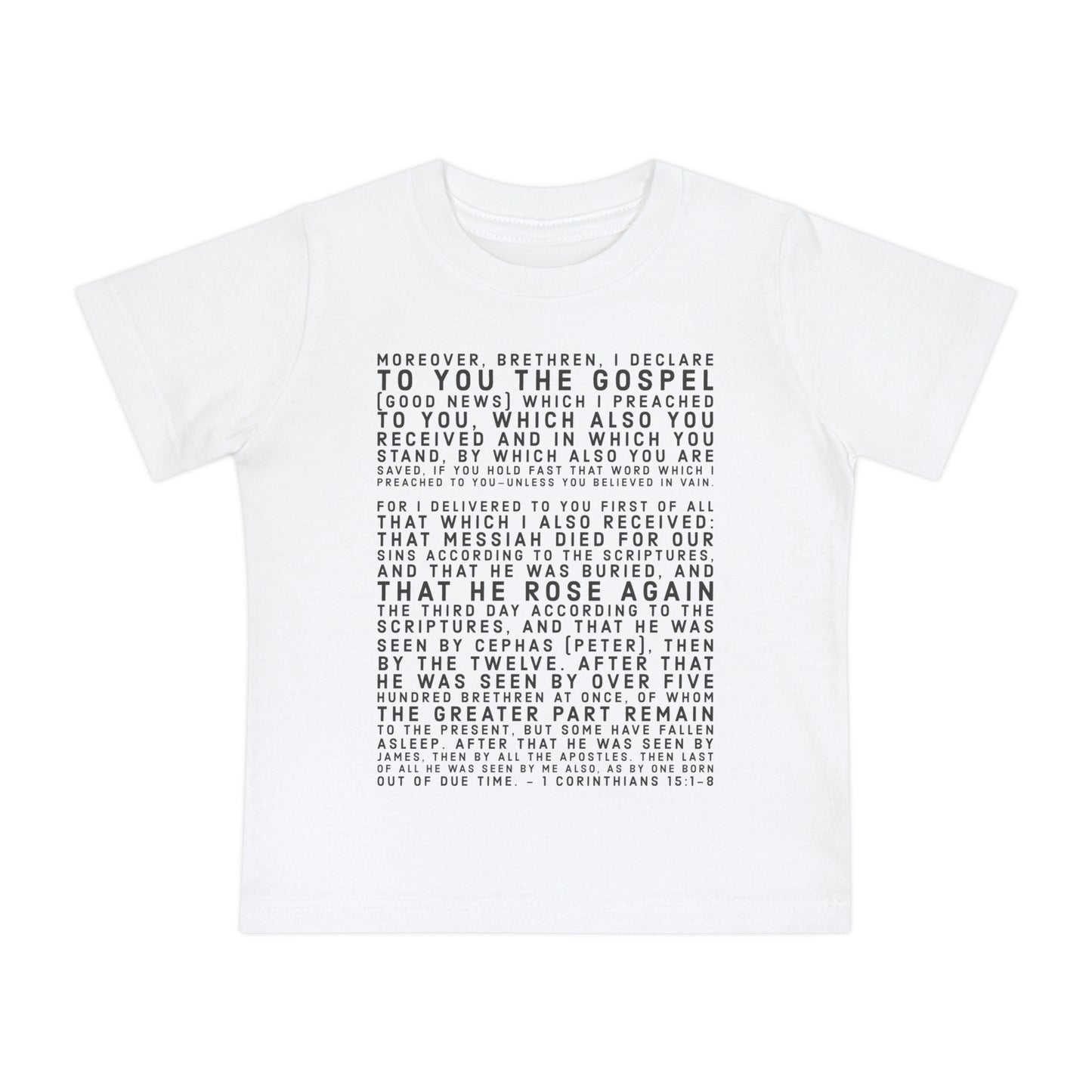 'I declare to you the gospel' - Dark-Lettered Edition - (4 Color Options) - Baby Short Sleeve T-Shirt