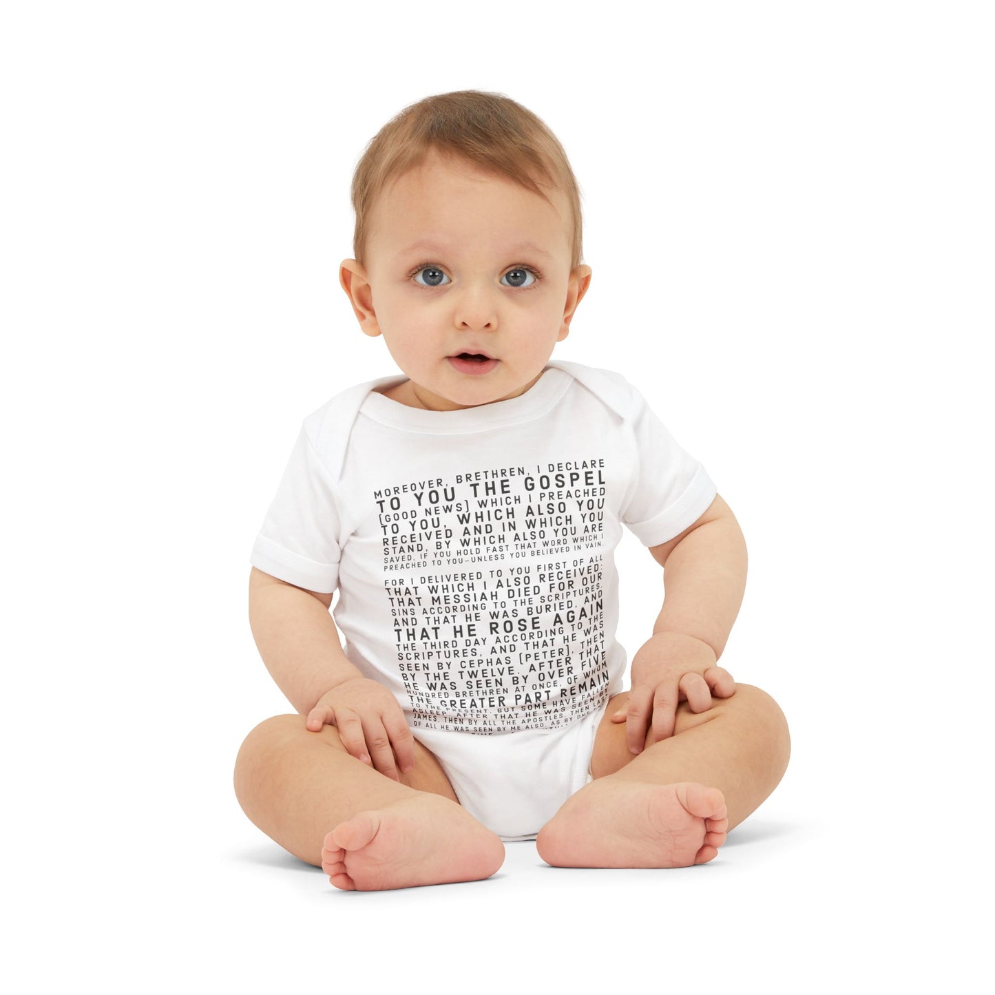 'I declare to you the gospel' - Front Text, Dark Lettered Edition - (7 Color Options) - Infant Jersey One Piece