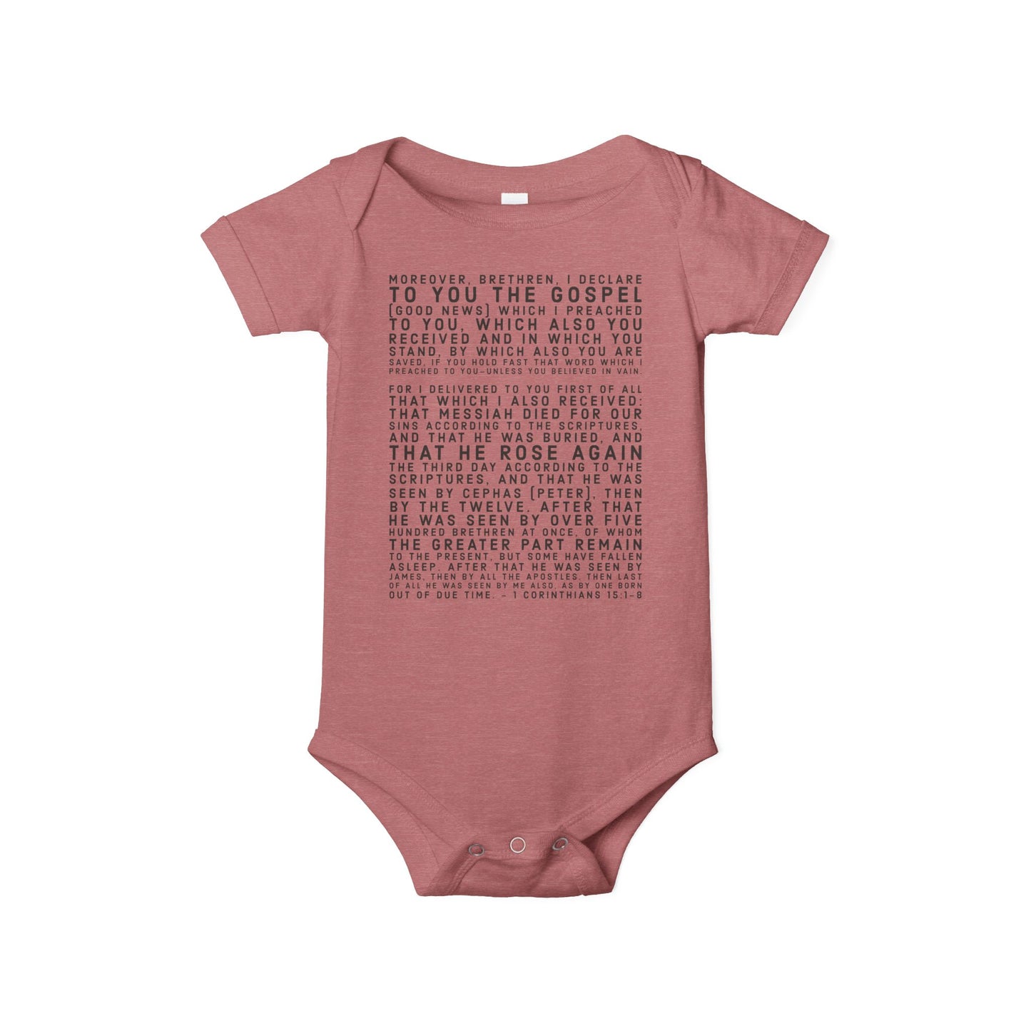 'I declare to you the gospel' - Front Text, Dark Lettered Edition - (7 Color Options) - Infant Jersey One Piece