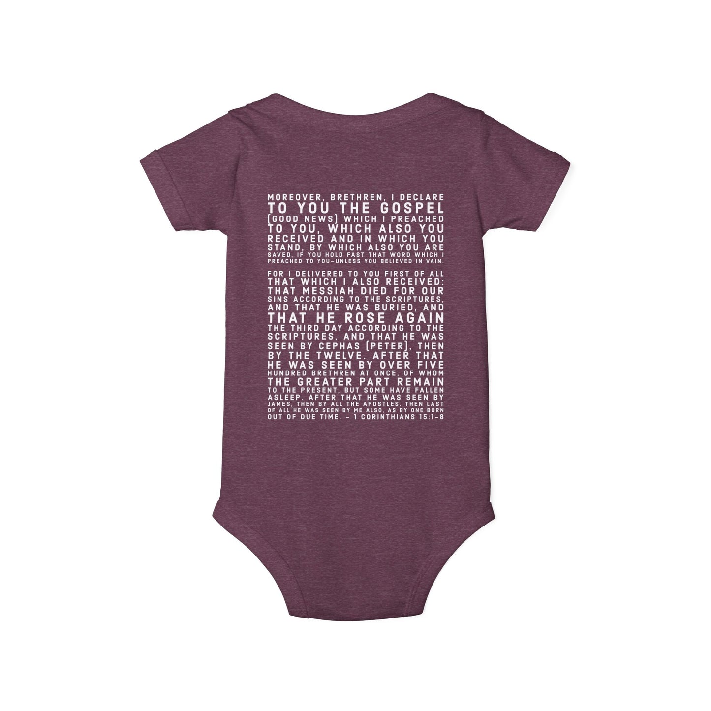 'I declare to you the gospel' - Back Text, Light Lettered Edition - (8 Color Options) - Infant Jersey One Piece