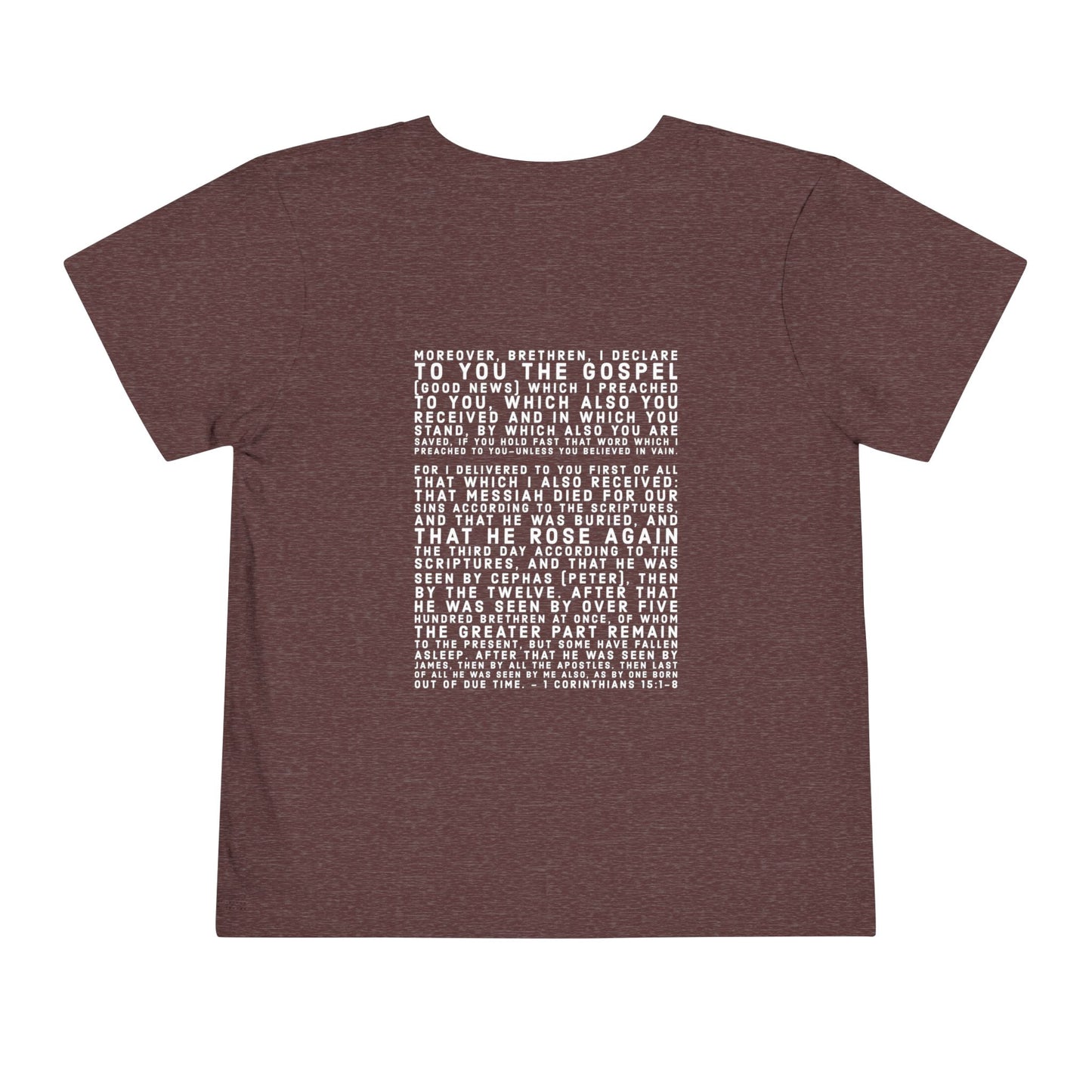 'I declare to you the gospel' - Back Text, Light-Lettered Edition - (9 Color Options) - Toddler Short Sleeve Tee