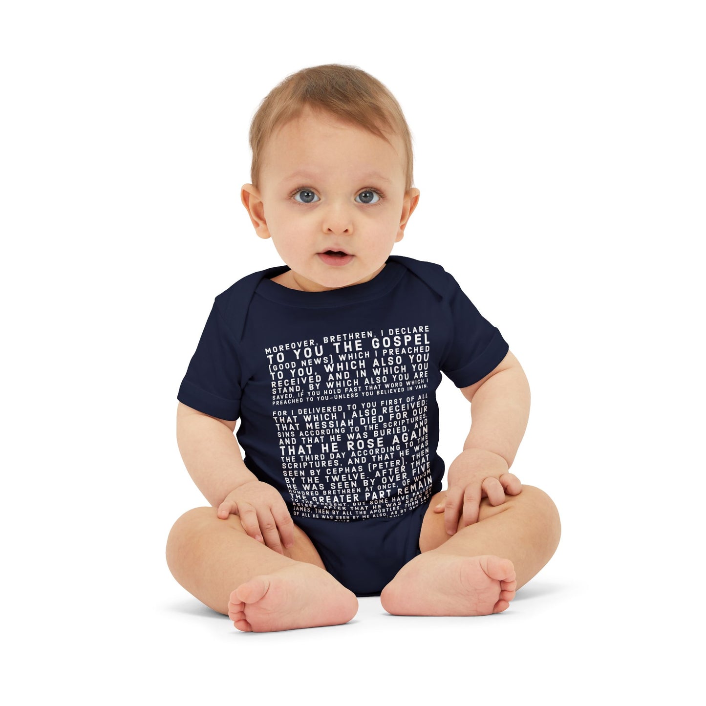 'I declare to you the gospel' - Front Text, Light Lettered Edition - (8 Color Options) - Infant Jersey One Piece
