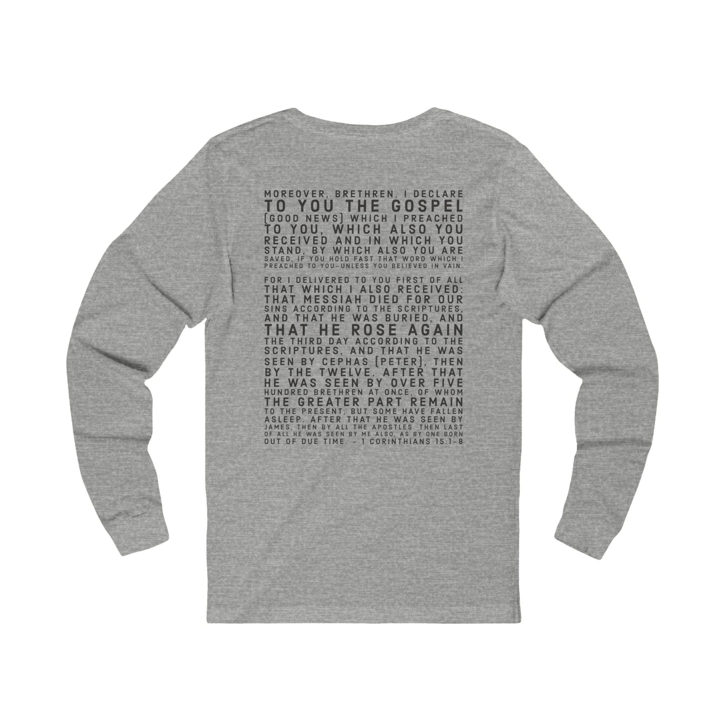 'I declare to you the gospel' - Back Text, Dark Lettered Edition - (2 Color Options) - Adult Unisex Jersey Long Sleeve Tee