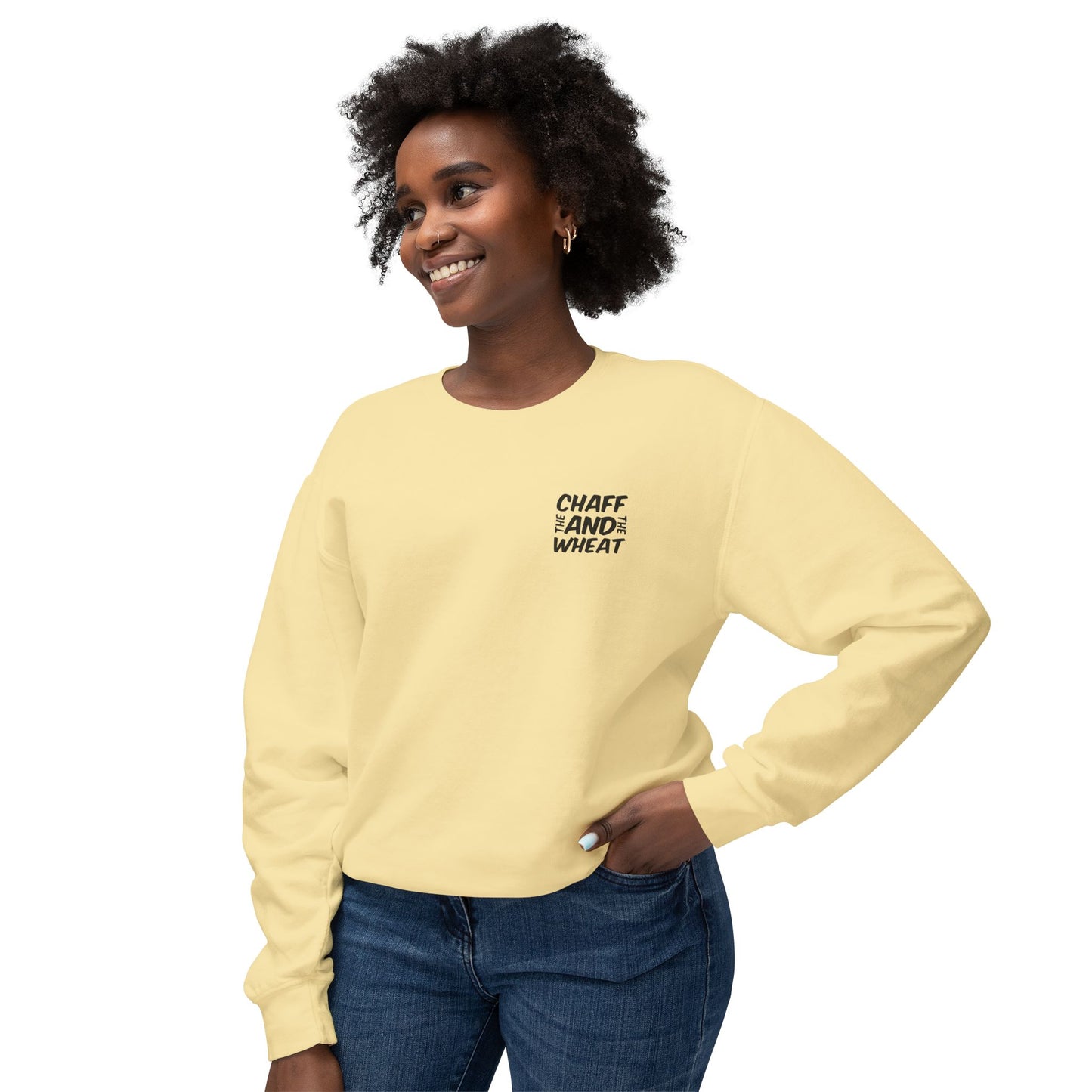 'I declare to you the gospel' - Back Text, Dark Lettered Edition - (7 Color Options) - Adult Unisex Lightweight Crewneck Sweatshirt