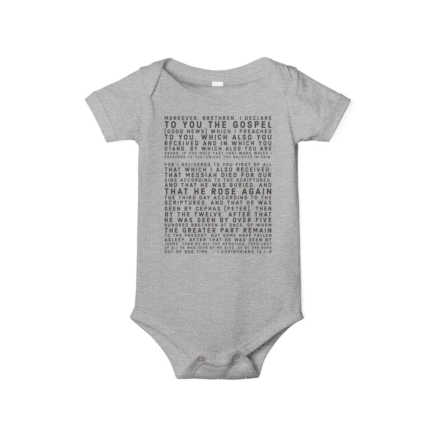 'I declare to you the gospel' - Front Text, Dark Lettered Edition - (7 Color Options) - Infant Jersey One Piece