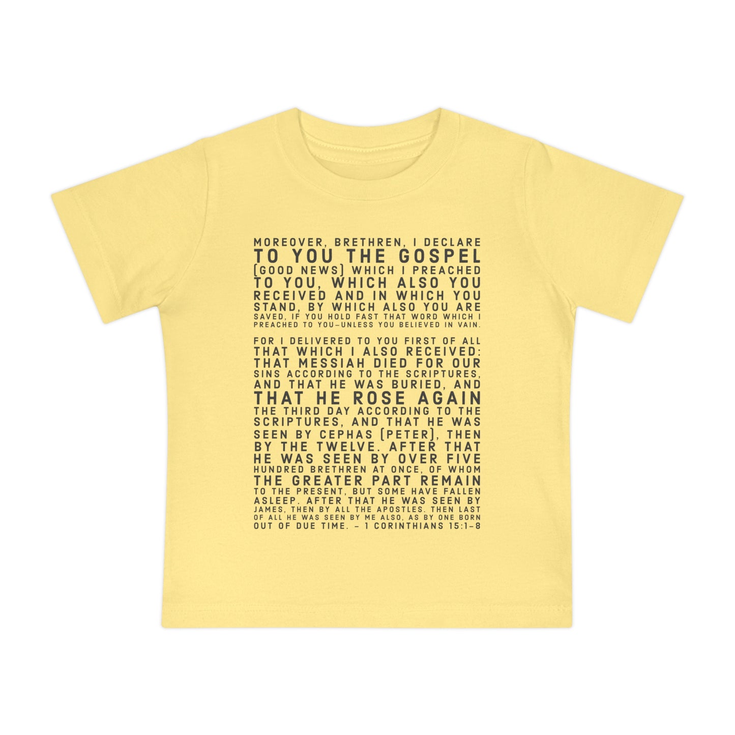 'I declare to you the gospel' - Dark-Lettered Edition - (4 Color Options) - Baby Short Sleeve T-Shirt