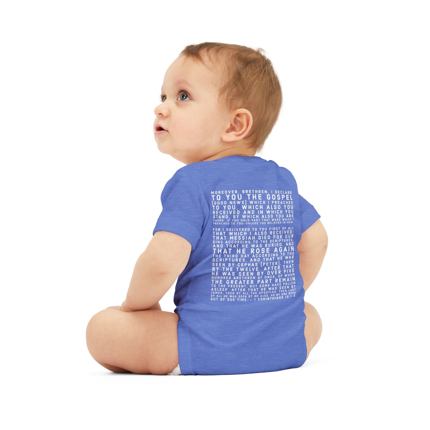 'I declare to you the gospel' - Back Text, Light Lettered Edition - (8 Color Options) - Infant Jersey One Piece