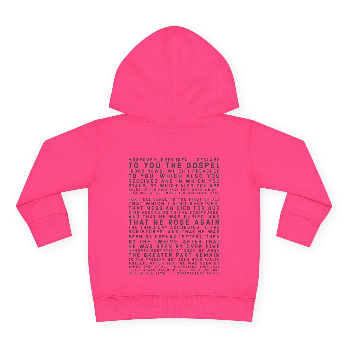 'I declare to you the gospel' - Back Text, Dark Lettered Edition - (7 Color Options) - Toddler Pullover Fleece Hoodie