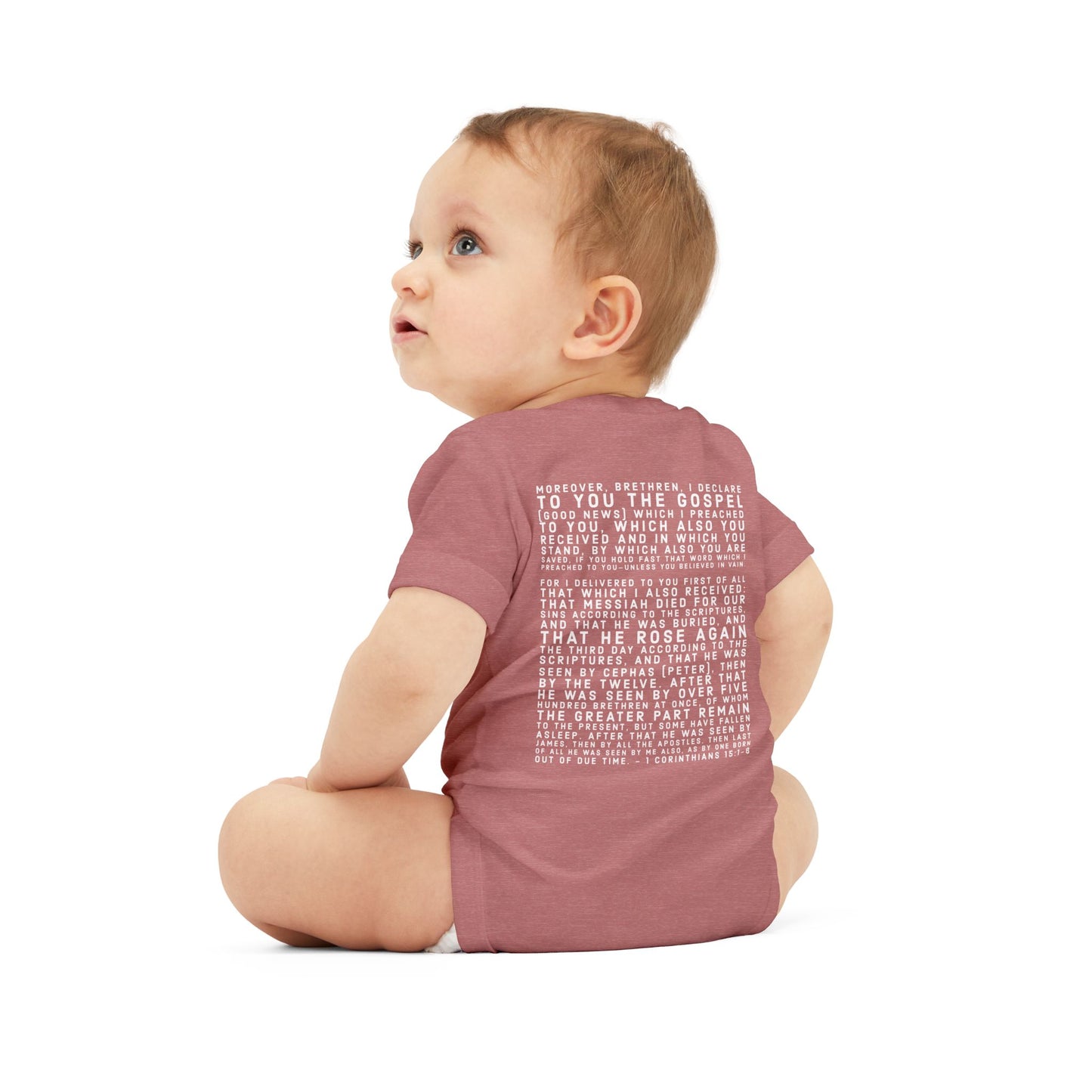 'I declare to you the gospel' - Back Text, Light Lettered Edition - (8 Color Options) - Infant Jersey One Piece
