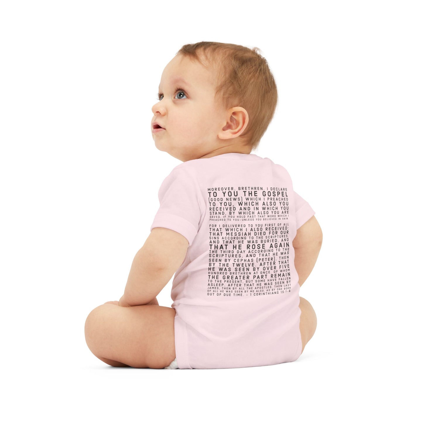 'I declare to you the gospel' - Back Text, Dark Lettered Edition - (7 Color Options) - Infant Jersey One Piece