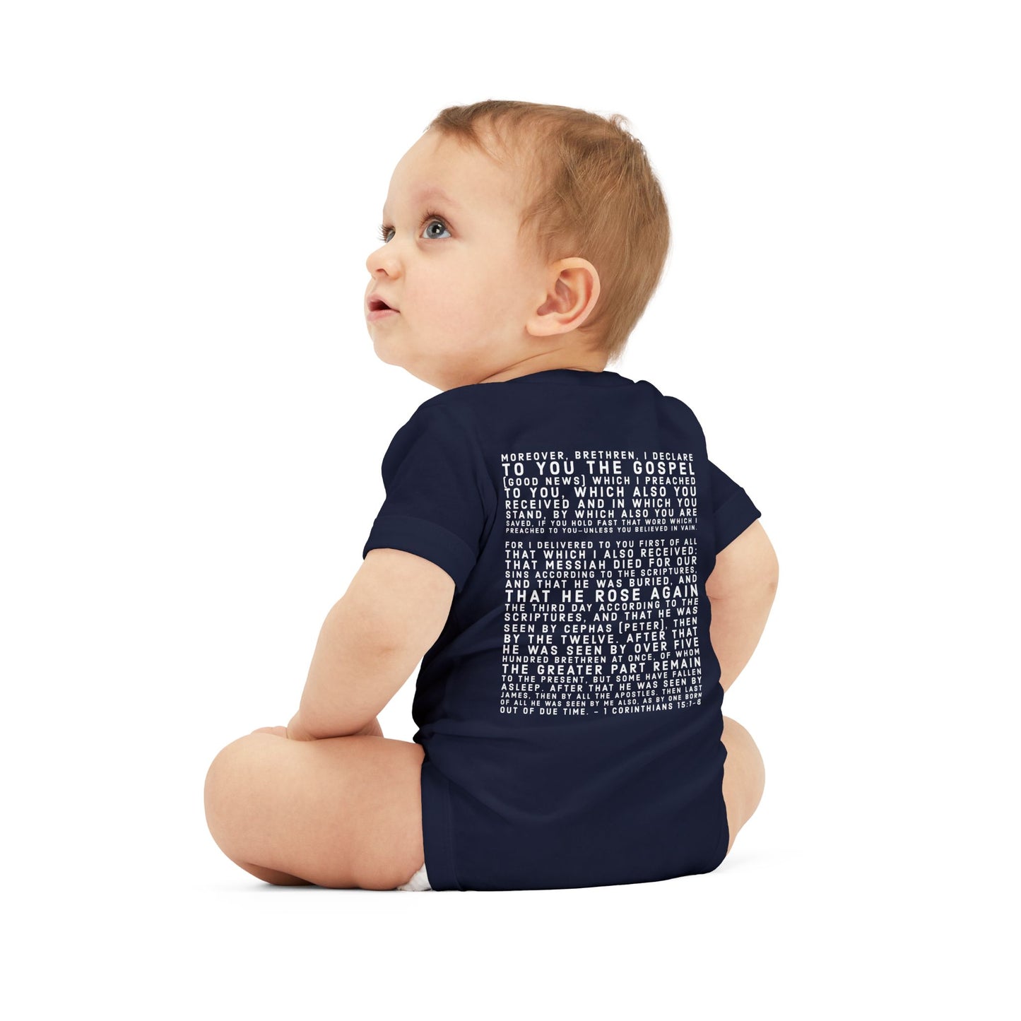 'I declare to you the gospel' - Back Text, Light Lettered Edition - (8 Color Options) - Infant Jersey One Piece