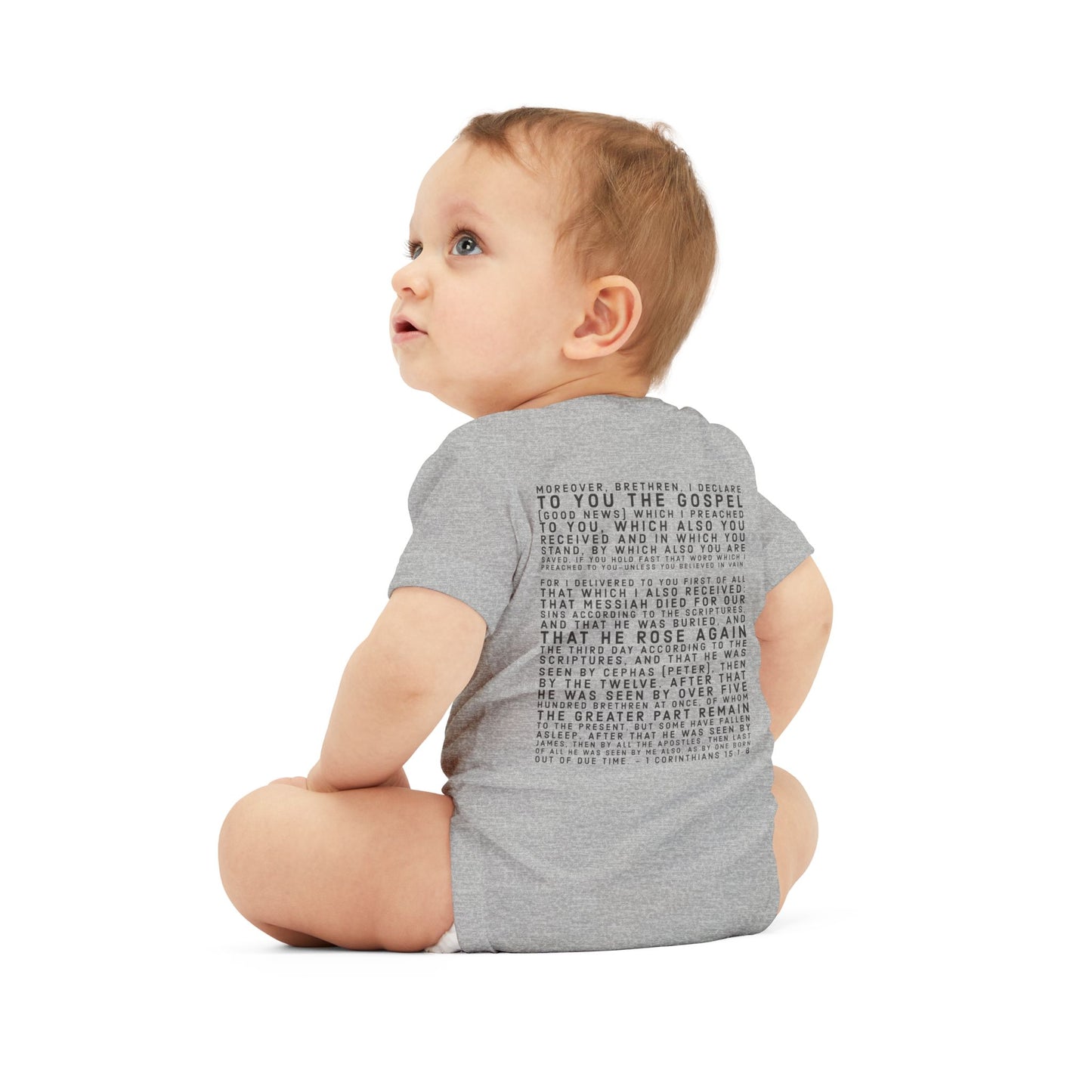 'I declare to you the gospel' - Back Text, Dark Lettered Edition - (7 Color Options) - Infant Jersey One Piece