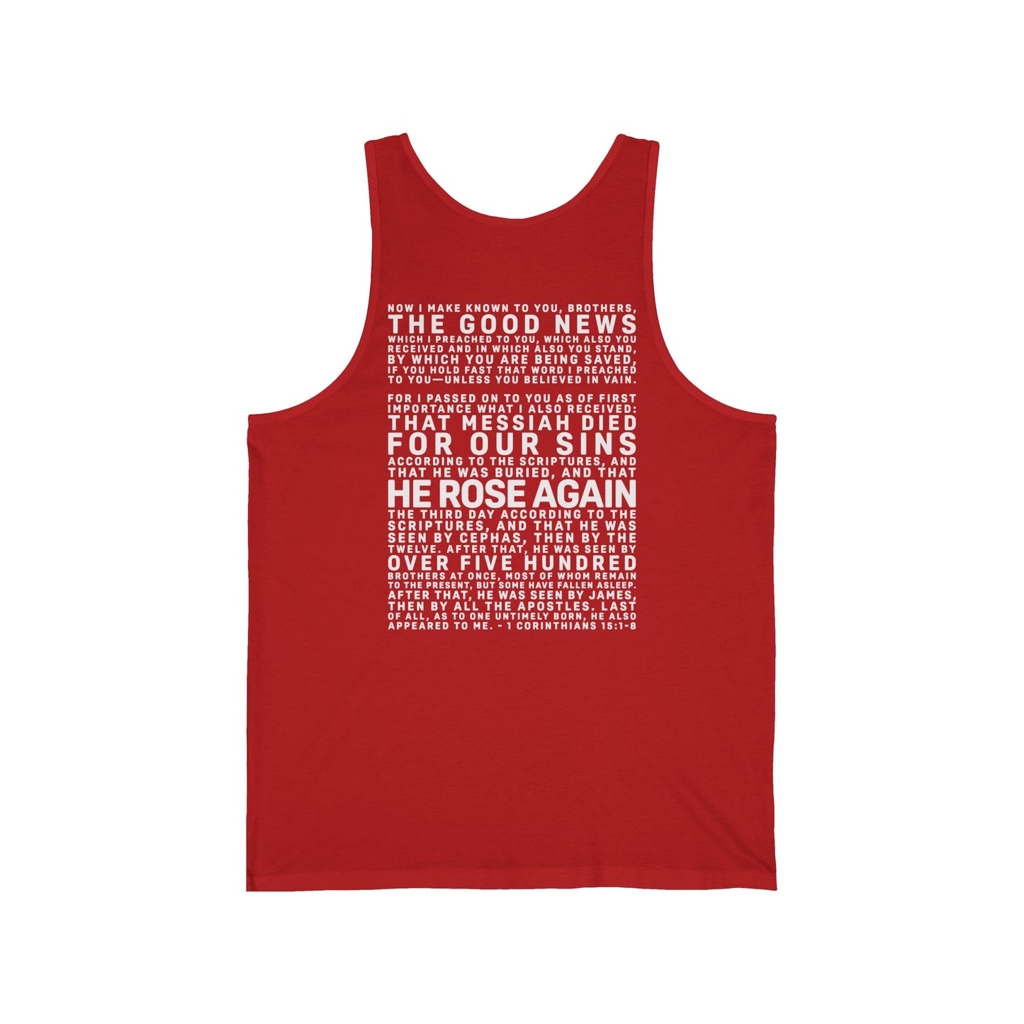 The Gospel - Adult Unisex Tank - Back Text, Light Lettered Edition - (8 Colors)