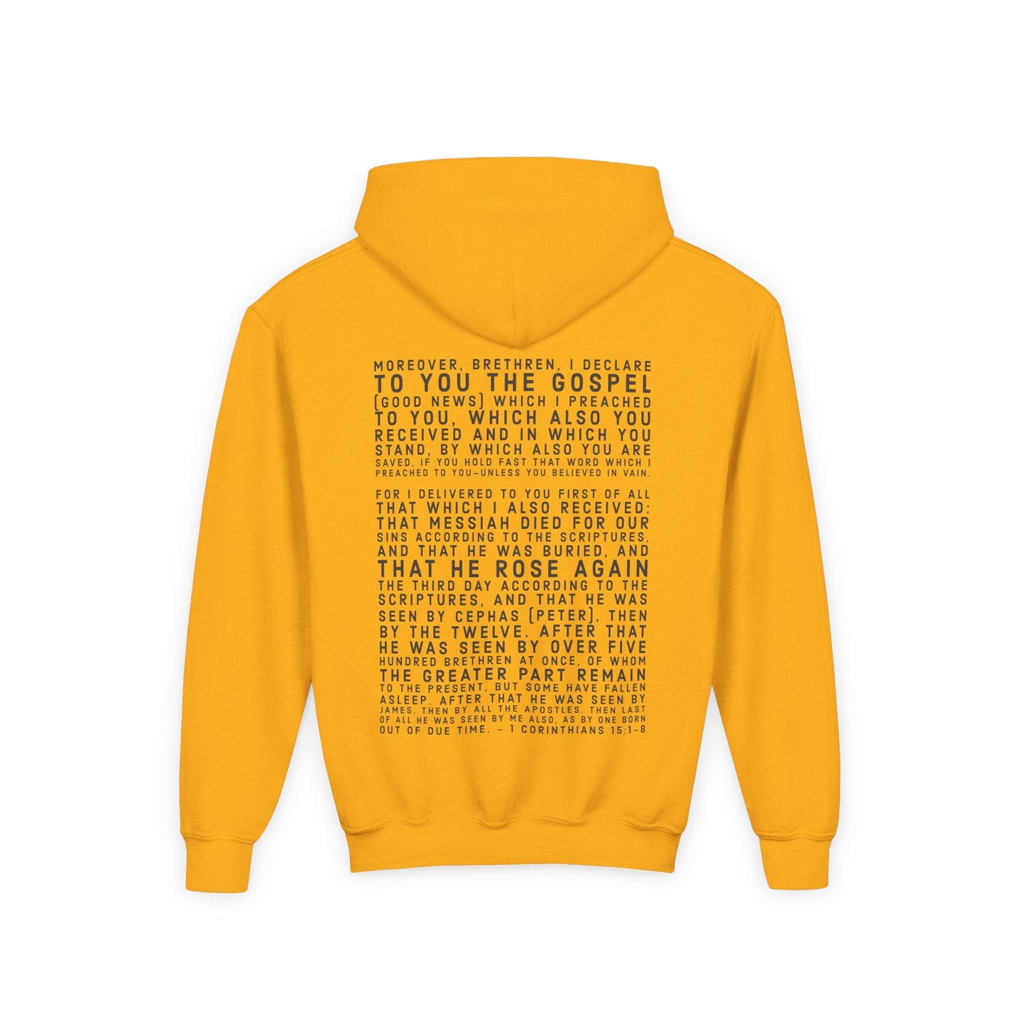 'I declare to you the gospel' - Dark Lettered Edition - (9 Color Options) - Youth Heavy Blend Hoodie