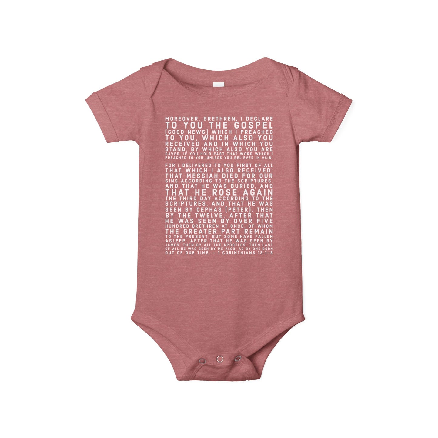 'I declare to you the gospel' - Front Text, Light Lettered Edition - (8 Color Options) - Infant Jersey One Piece