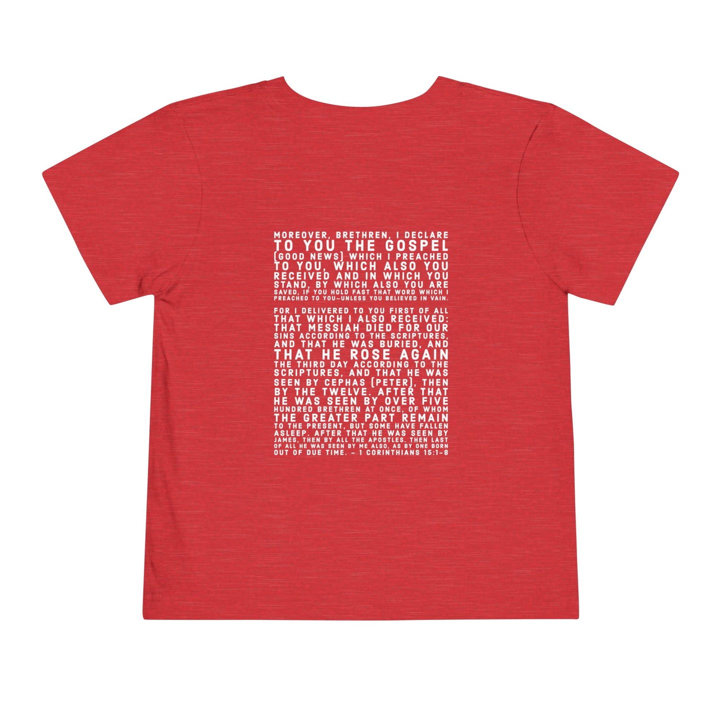 'I declare to you the gospel' - Back Text, Light-Lettered Edition - (9 Color Options) - Toddler Short Sleeve Tee
