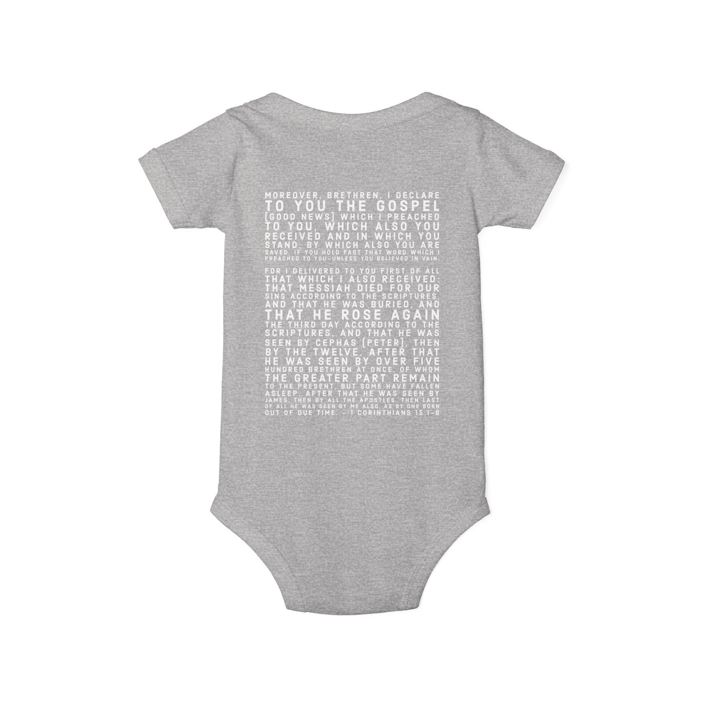 'I declare to you the gospel' - Back Text, Light Lettered Edition - (8 Color Options) - Infant Jersey One Piece