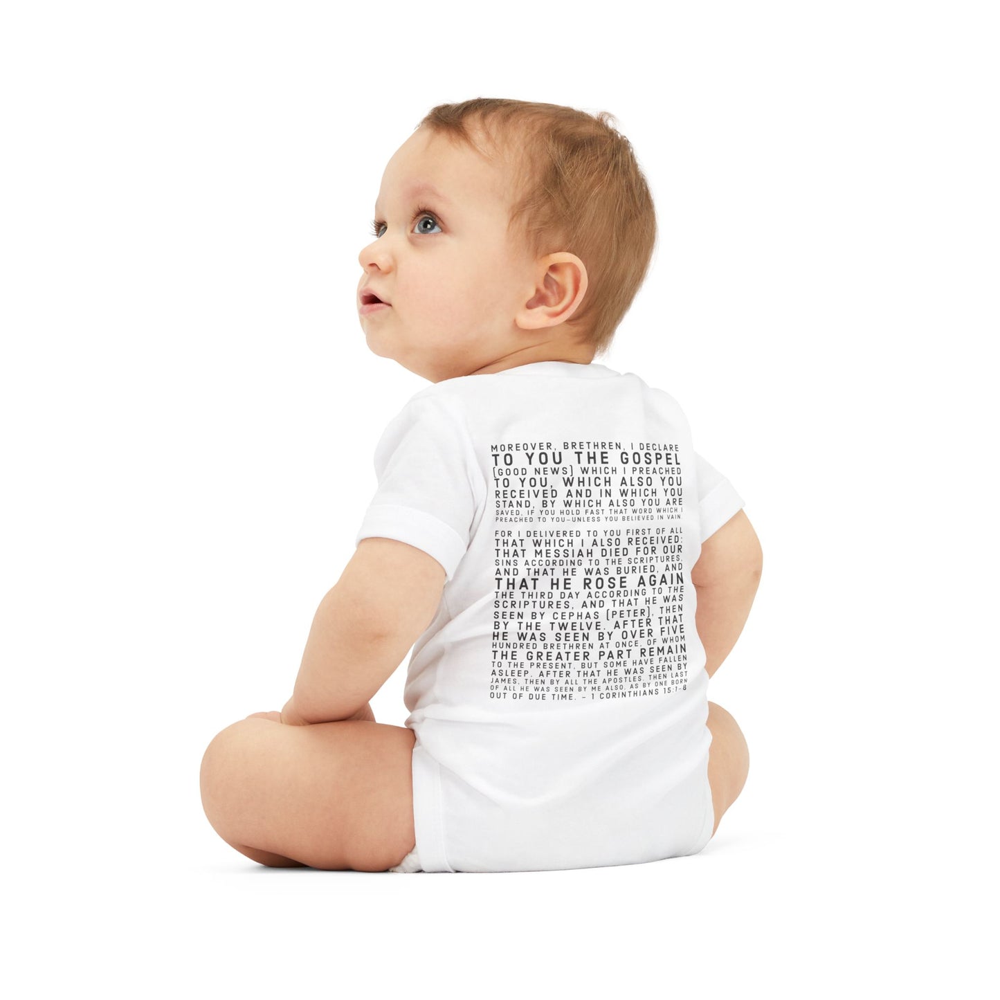 'I declare to you the gospel' - Back Text, Dark Lettered Edition - (7 Color Options) - Infant Jersey One Piece