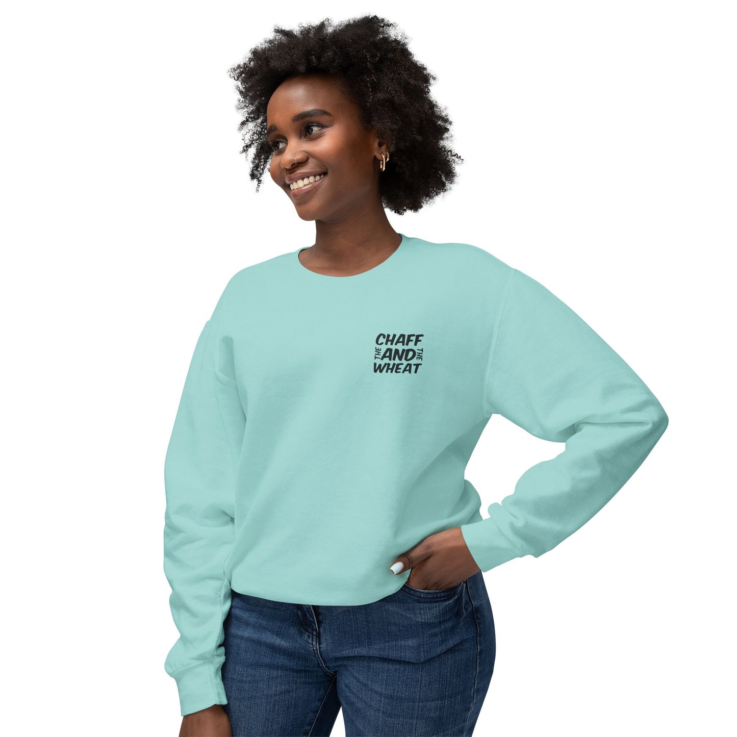 'I declare to you the gospel' - Back Text, Dark Lettered Edition - (7 Color Options) - Adult Unisex Lightweight Crewneck Sweatshirt