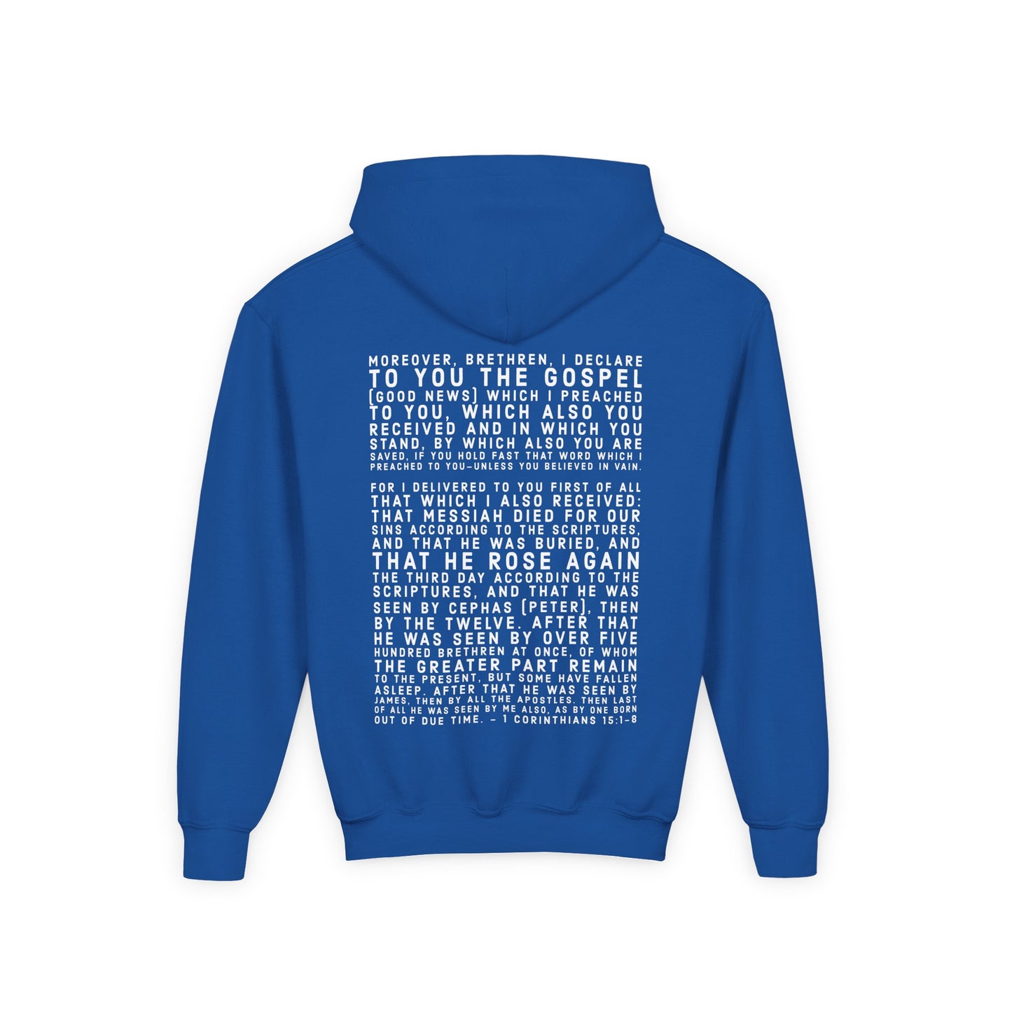 'I declare to you the gospel' - Light Lettered Edition - (14 Color Options) - Youth Heavy Blend Hoodie