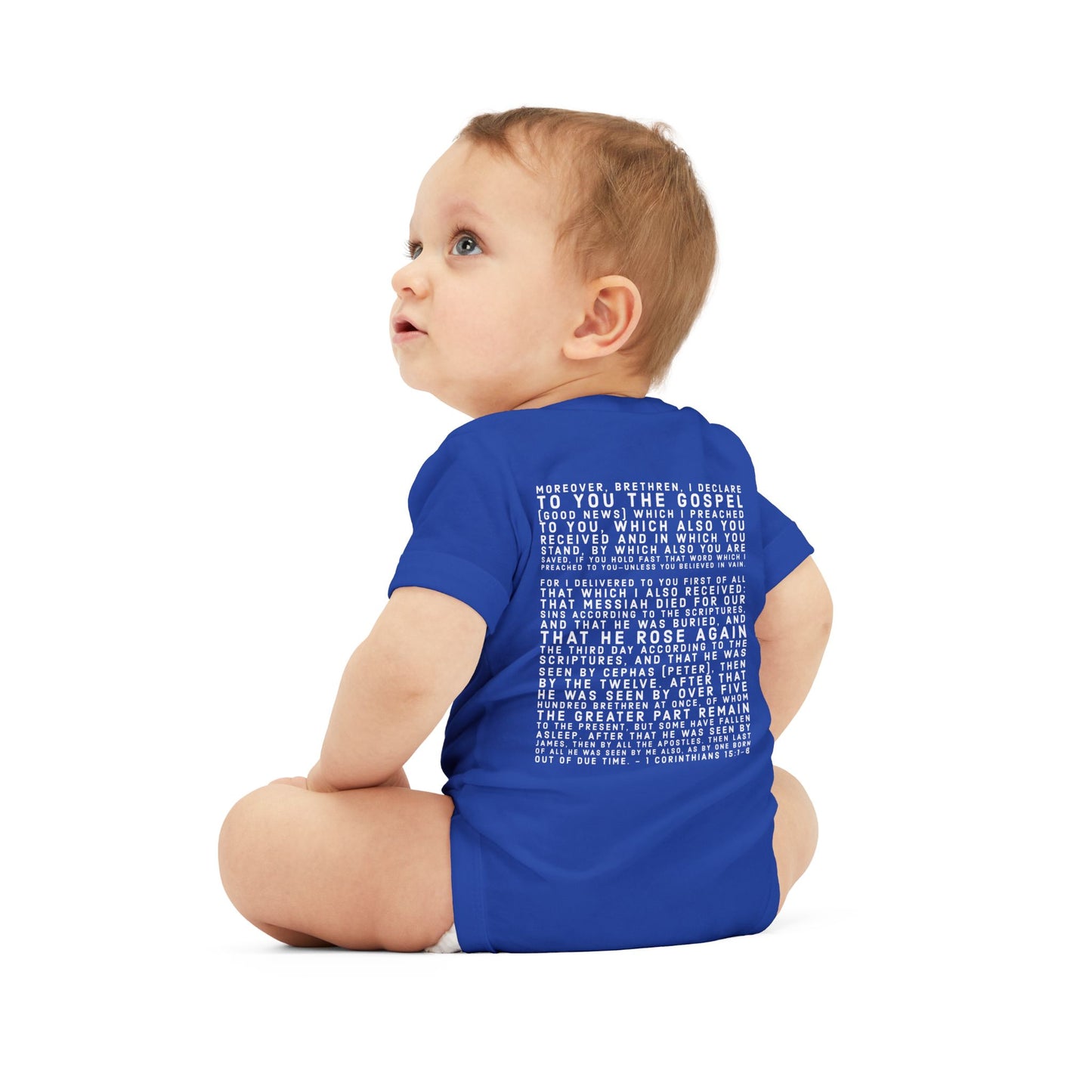 'I declare to you the gospel' - Back Text, Light Lettered Edition - (8 Color Options) - Infant Jersey One Piece