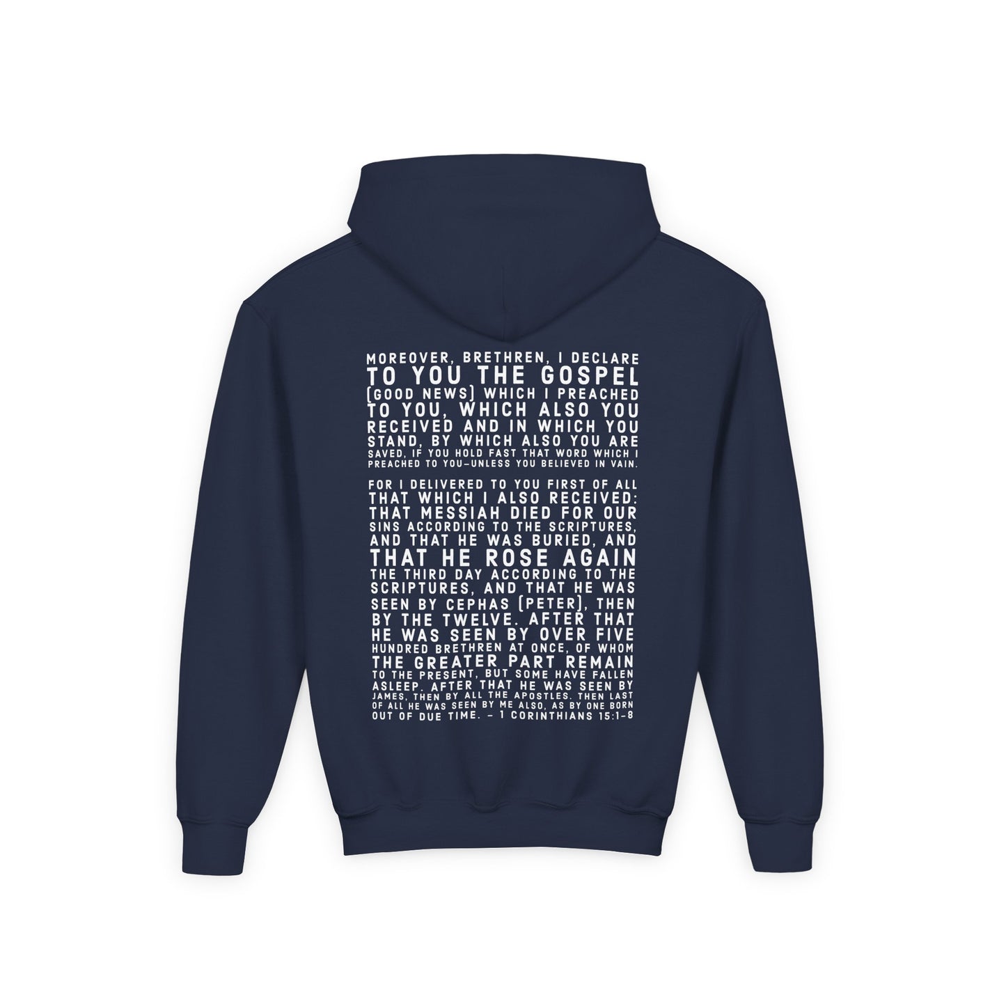 'I declare to you the gospel' - Light Lettered Edition - (14 Color Options) - Youth Heavy Blend Hoodie