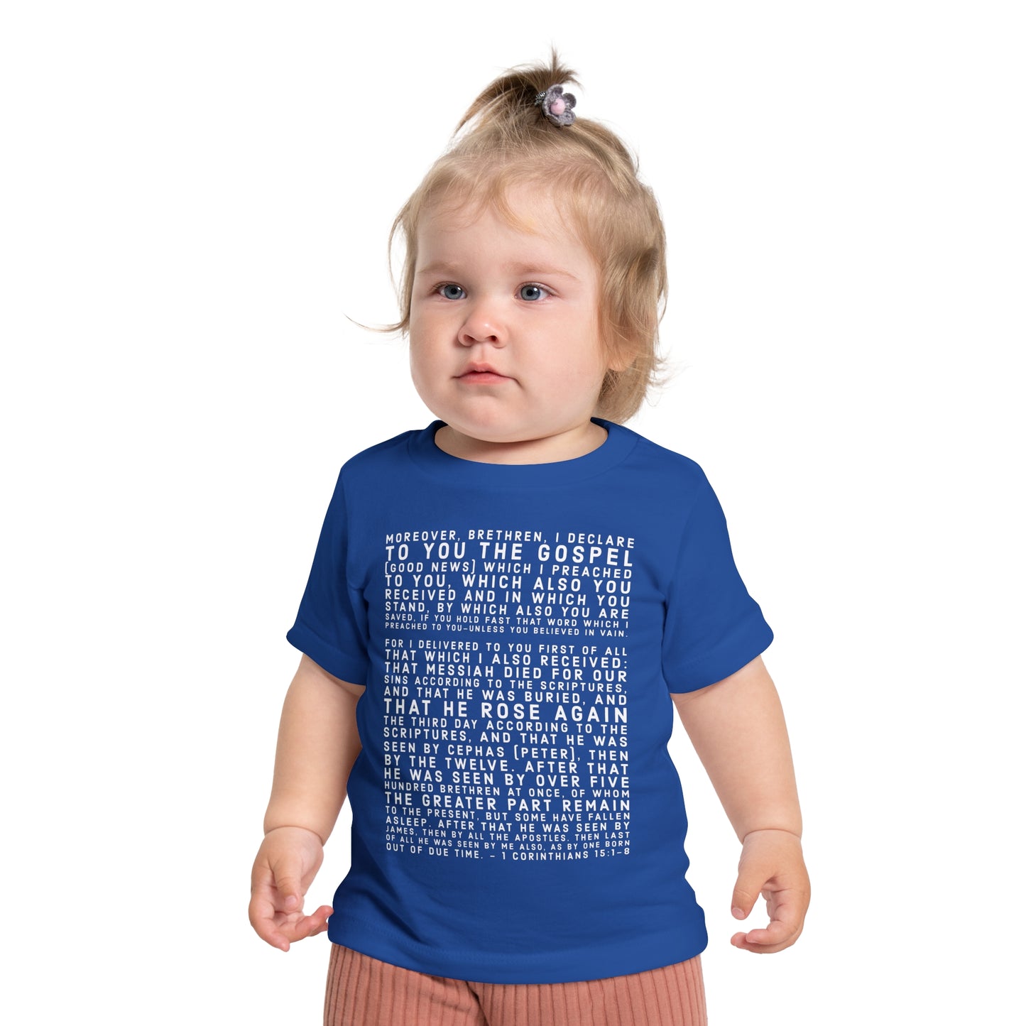 'I declare to you the gospel' - Light-Lettered Edition - (4 Color Options) - Baby Short Sleeve T-Shirt