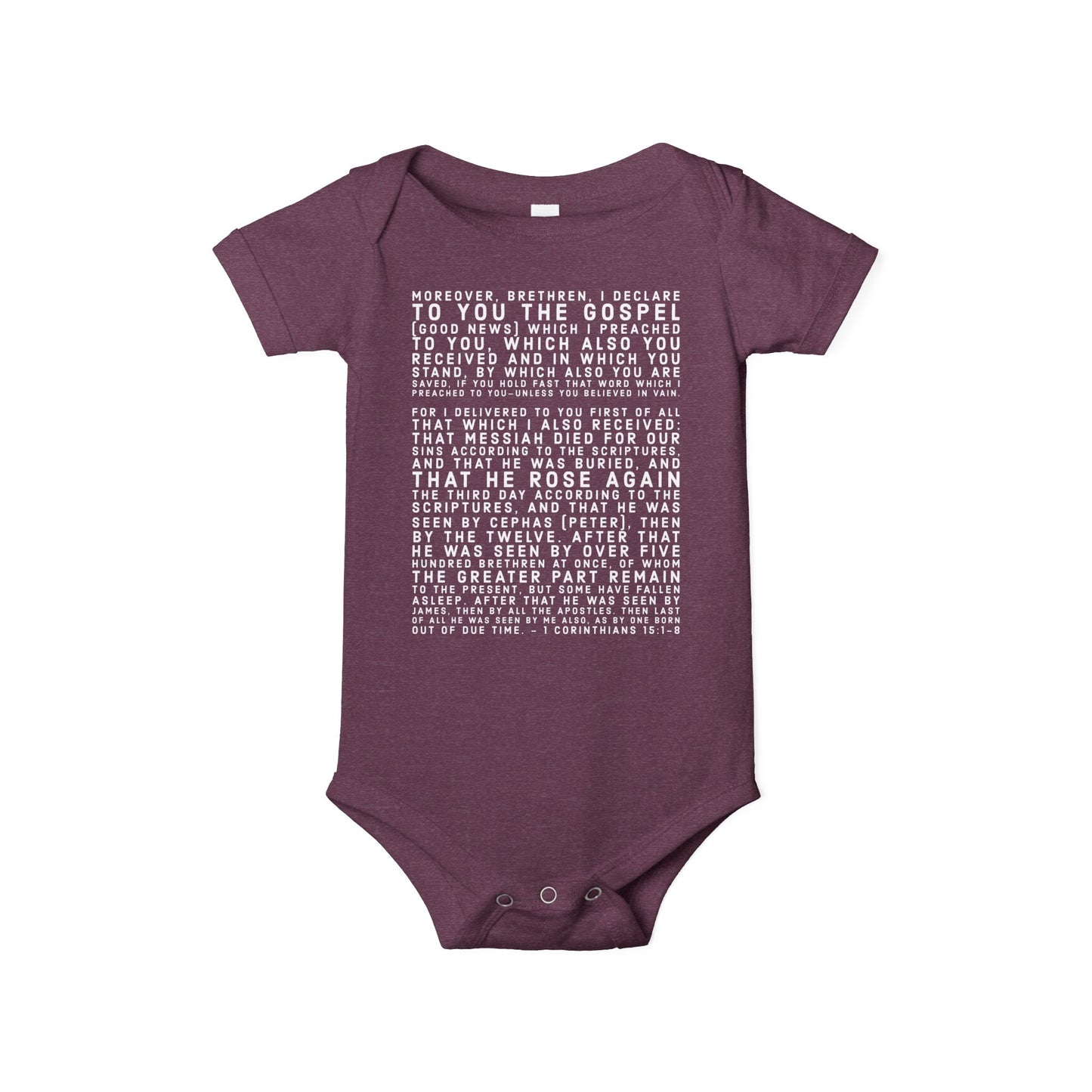 'I declare to you the gospel' - Front Text, Light Lettered Edition - (8 Color Options) - Infant Jersey One Piece