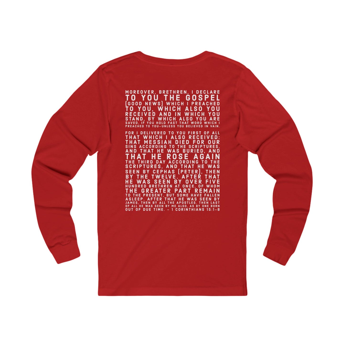 'I declare to you the gospel' - Back Text, Light Lettered Edition - (11 Color Options) - Adult Unisex Jersey Long Sleeve Tee