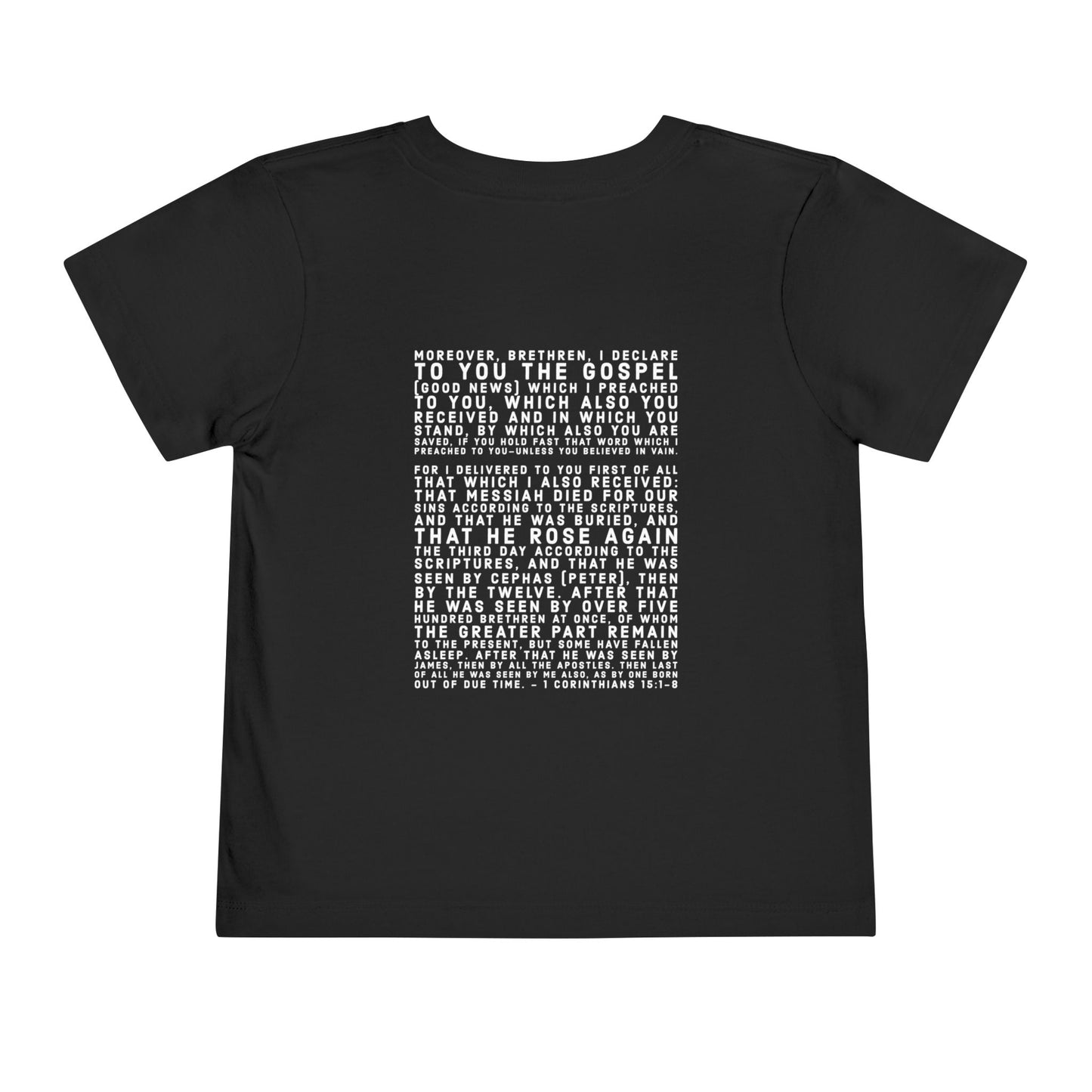 'I declare to you the gospel' - Back Text, Light-Lettered Edition - (9 Color Options) - Toddler Short Sleeve Tee