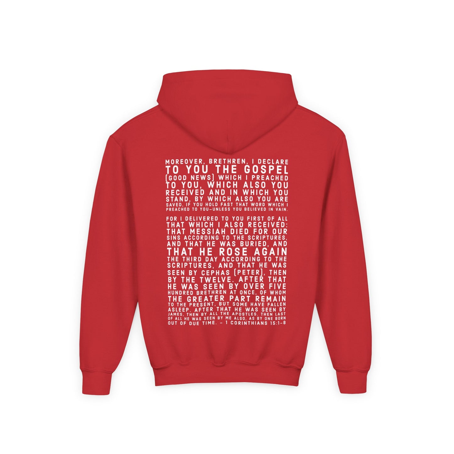 'I declare to you the gospel' - Light Lettered Edition - (14 Color Options) - Youth Heavy Blend Hoodie
