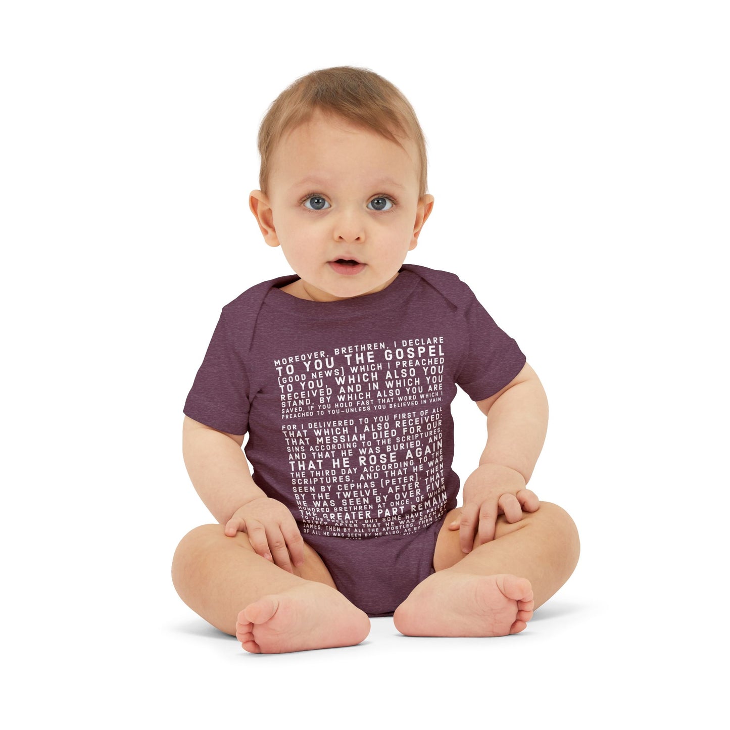'I declare to you the gospel' - Front Text, Light Lettered Edition - (8 Color Options) - Infant Jersey One Piece