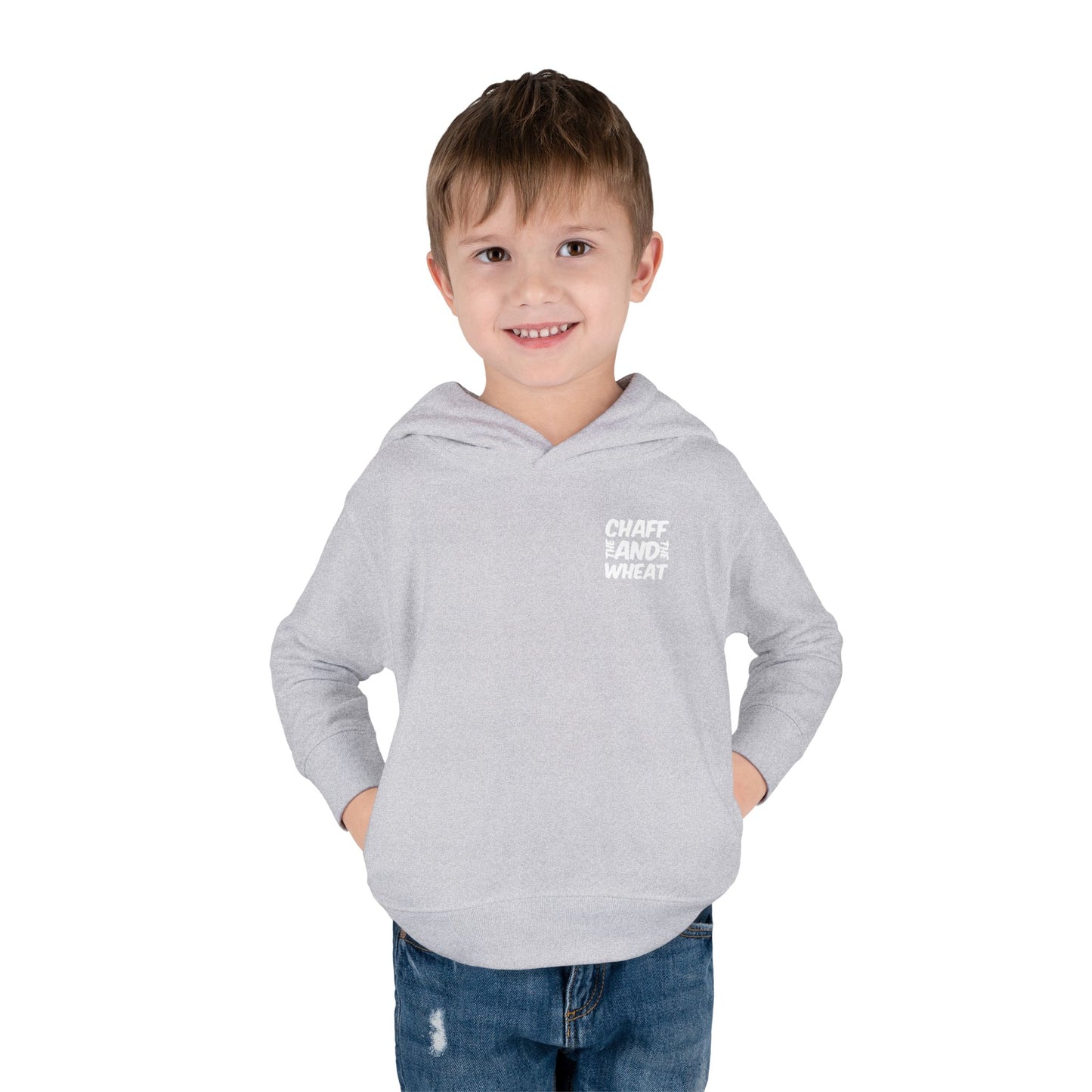 'I declare to you the gospel' - Back Text, Light Lettered Edition - (15 Color Options) - Toddler Pullover Fleece Hoodie