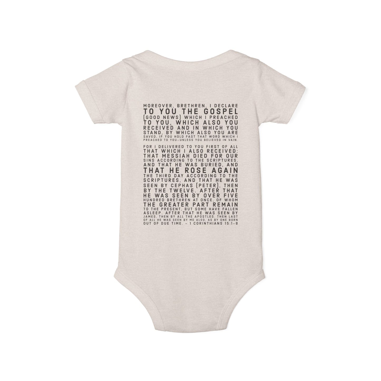 'I declare to you the gospel' - Back Text, Dark Lettered Edition - (7 Color Options) - Infant Jersey One Piece