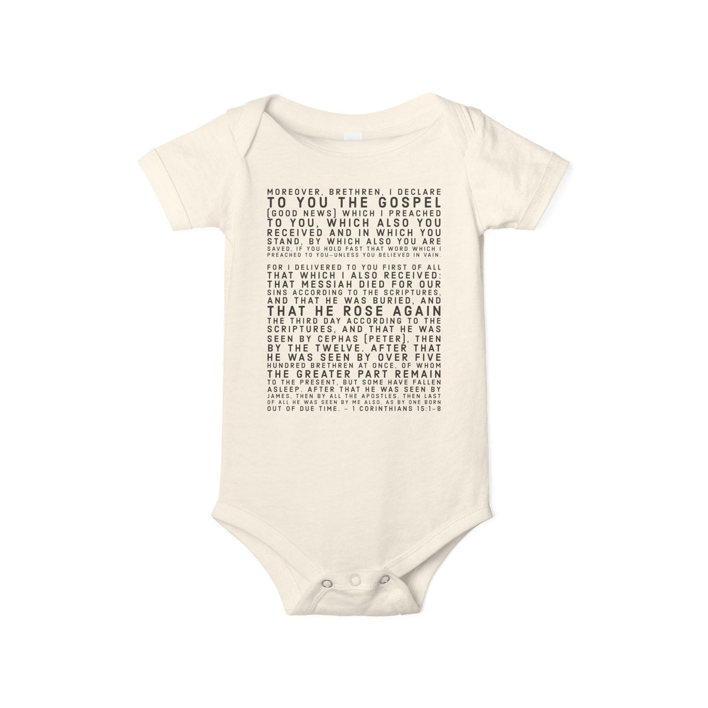 'I declare to you the gospel' - Front Text, Dark Lettered Edition - (7 Color Options) - Infant Jersey One Piece