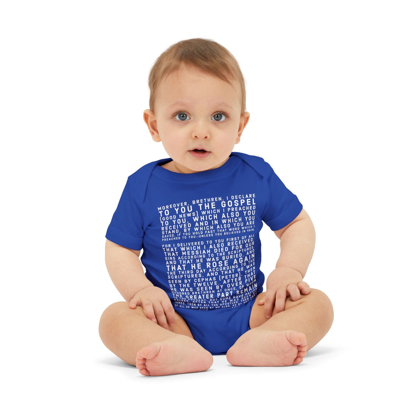 'I declare to you the gospel' - Front Text, Light Lettered Edition - (8 Color Options) - Infant Jersey One Piece