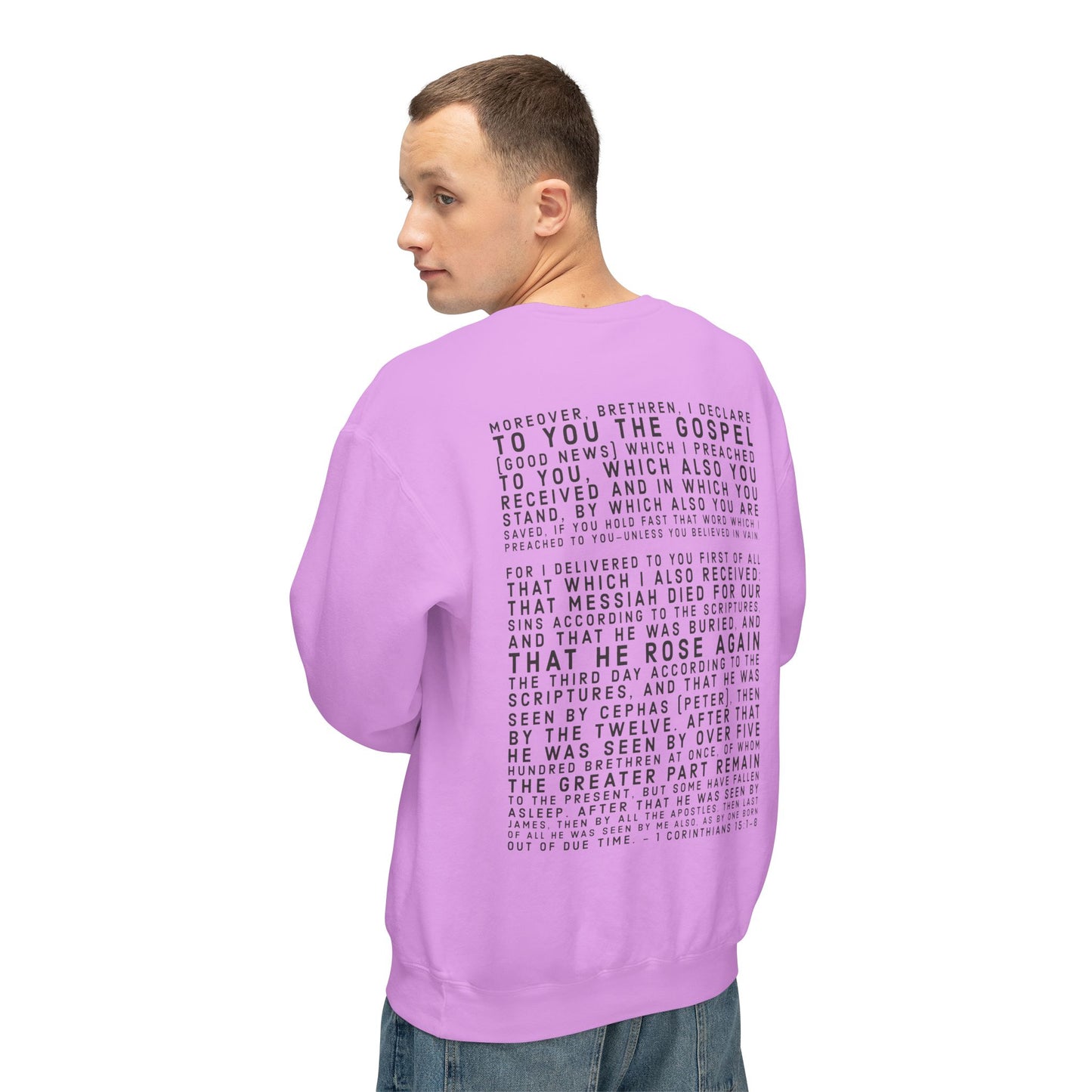 Copy of 'I declare to you the gospel' - Back Text, Dark Lettered Edition - (7 Color Options) - Adult Unisex Lightweight Crewneck Sweatshirt