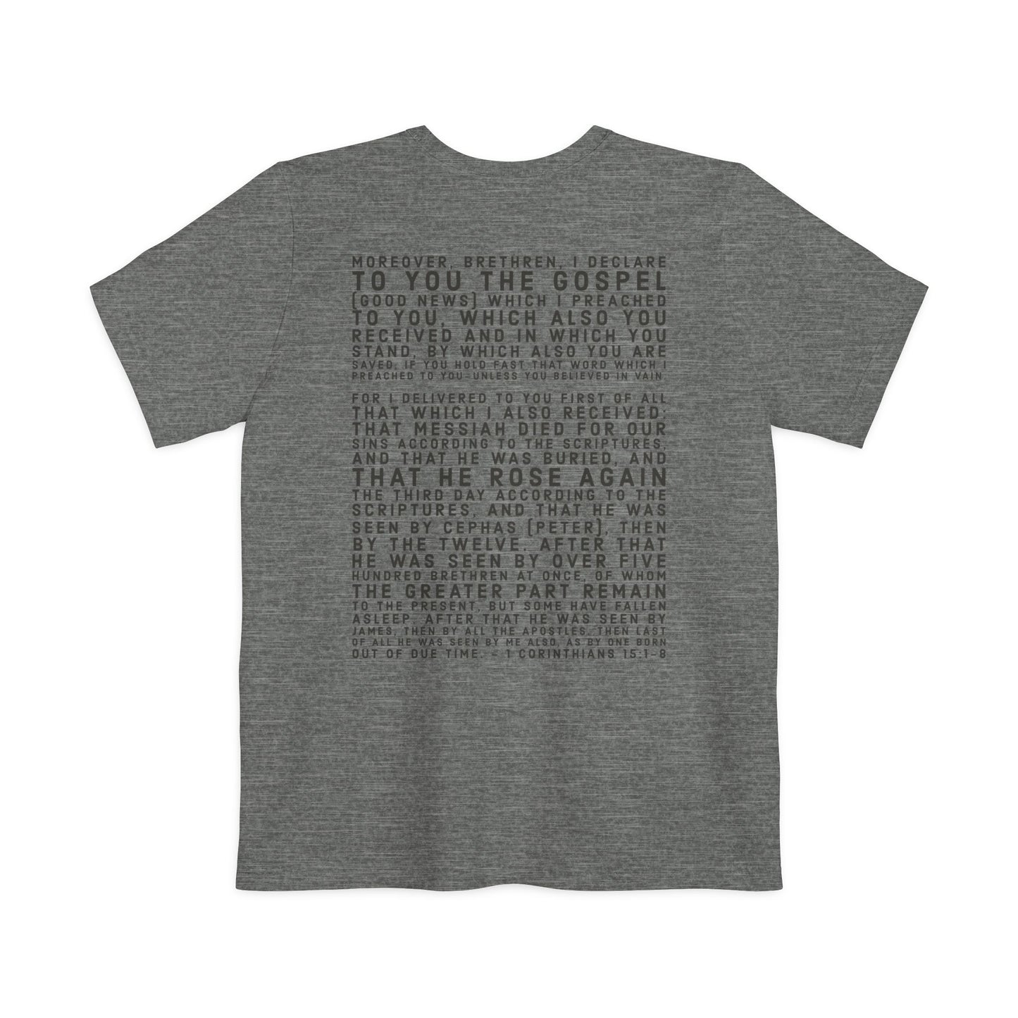 'I declare to you the gospel' - Back Text, Dark-Lettered Edition - (2 Color Options) - Adult Unisex Pocket T-shirt