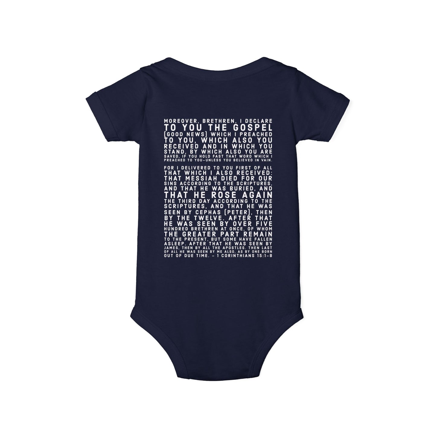 'I declare to you the gospel' - Back Text, Light Lettered Edition - (8 Color Options) - Infant Jersey One Piece