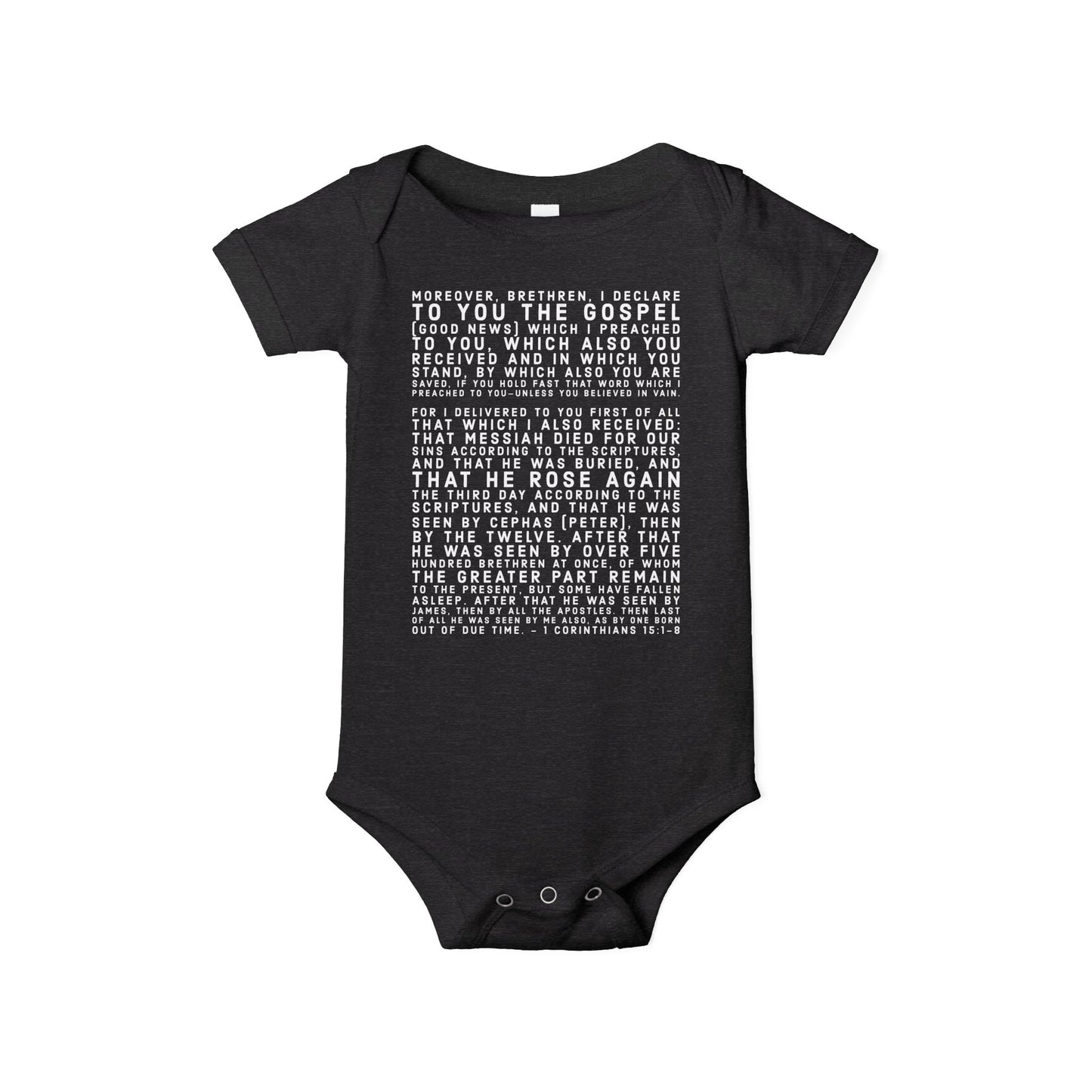 'I declare to you the gospel' - Front Text, Light Lettered Edition - (8 Color Options) - Infant Jersey One Piece