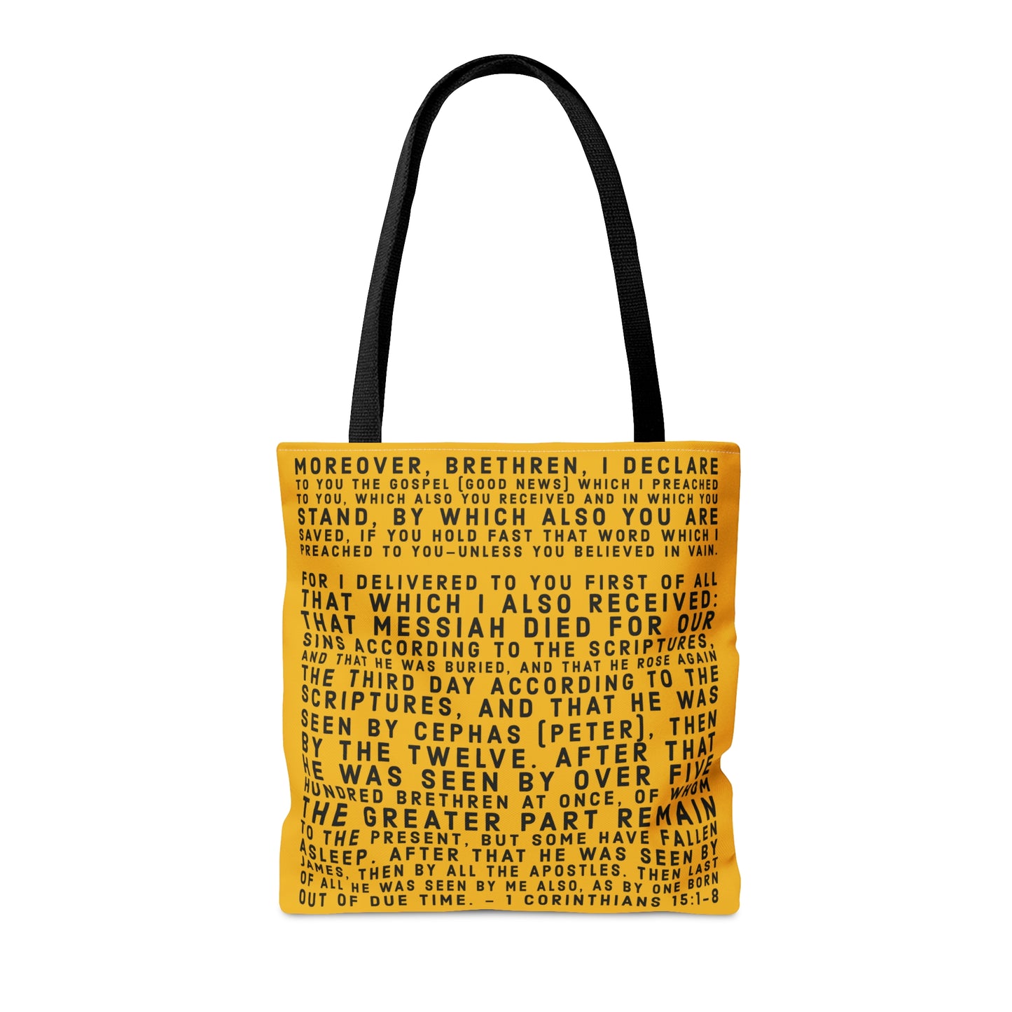 'I declare to you the gospel' - Yellow - (3 Size Options) - Tote Bag