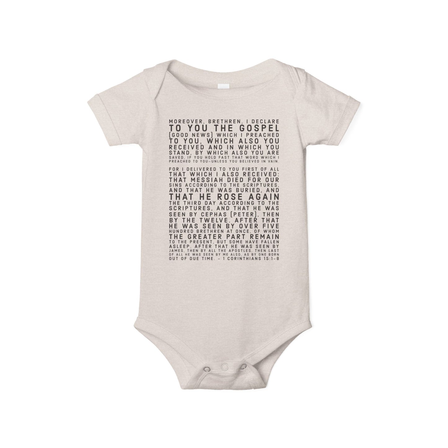 'I declare to you the gospel' - Front Text, Dark Lettered Edition - (7 Color Options) - Infant Jersey One Piece