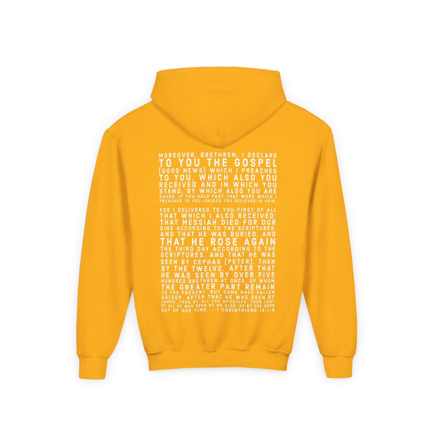 'I declare to you the gospel' - Light Lettered Edition - (14 Color Options) - Youth Heavy Blend Hoodie
