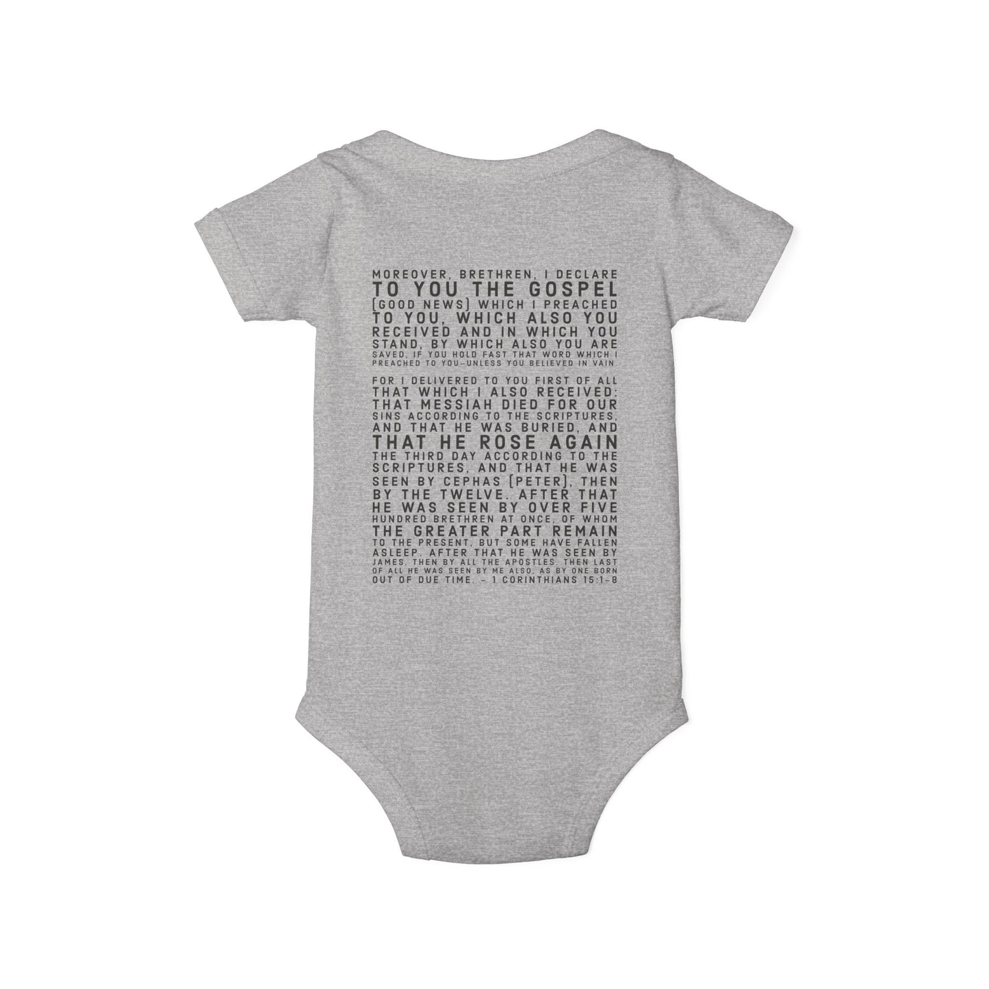 'I declare to you the gospel' - Back Text, Dark Lettered Edition - (7 Color Options) - Infant Jersey One Piece