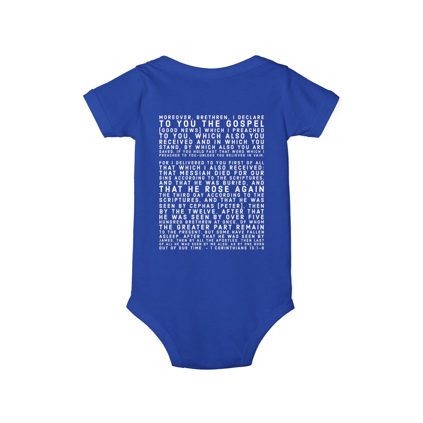 'I declare to you the gospel' - Back Text, Light Lettered Edition - (8 Color Options) - Infant Jersey One Piece