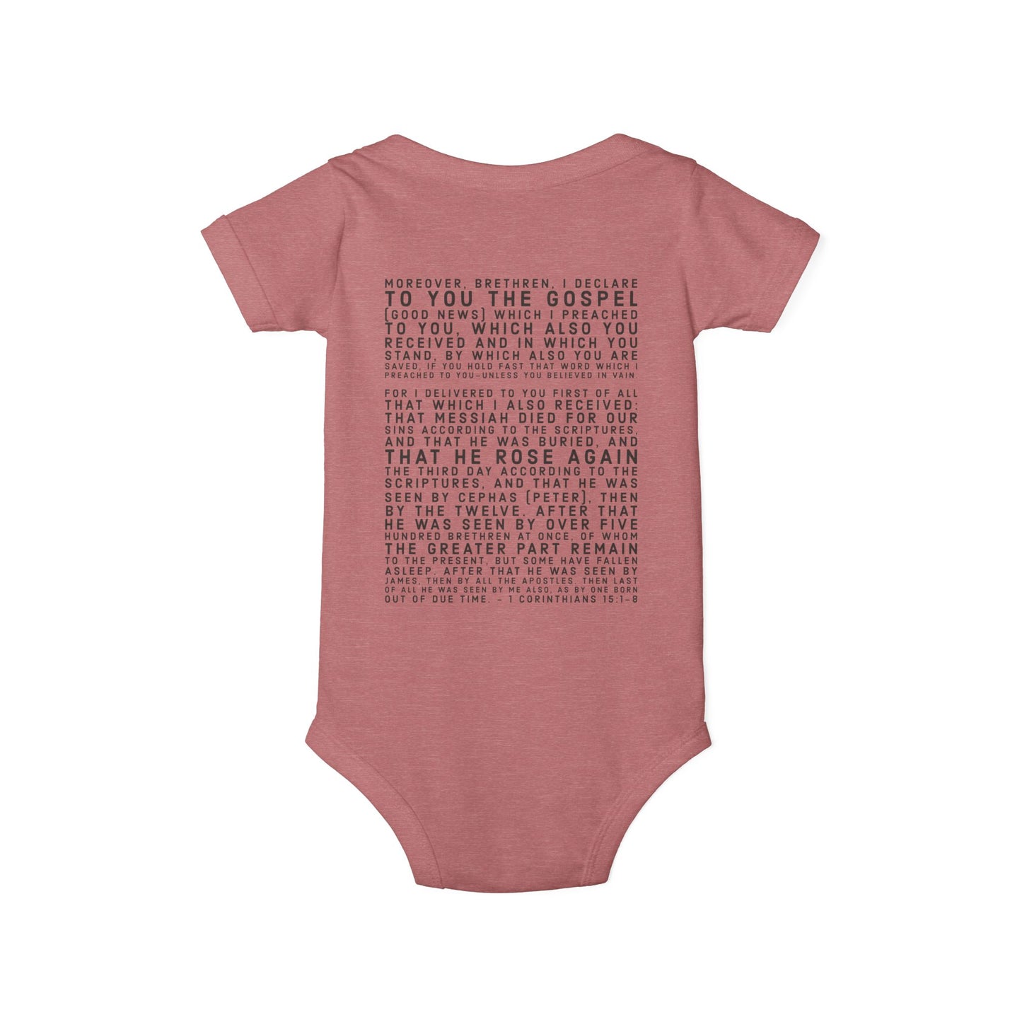 'I declare to you the gospel' - Back Text, Dark Lettered Edition - (7 Color Options) - Infant Jersey One Piece