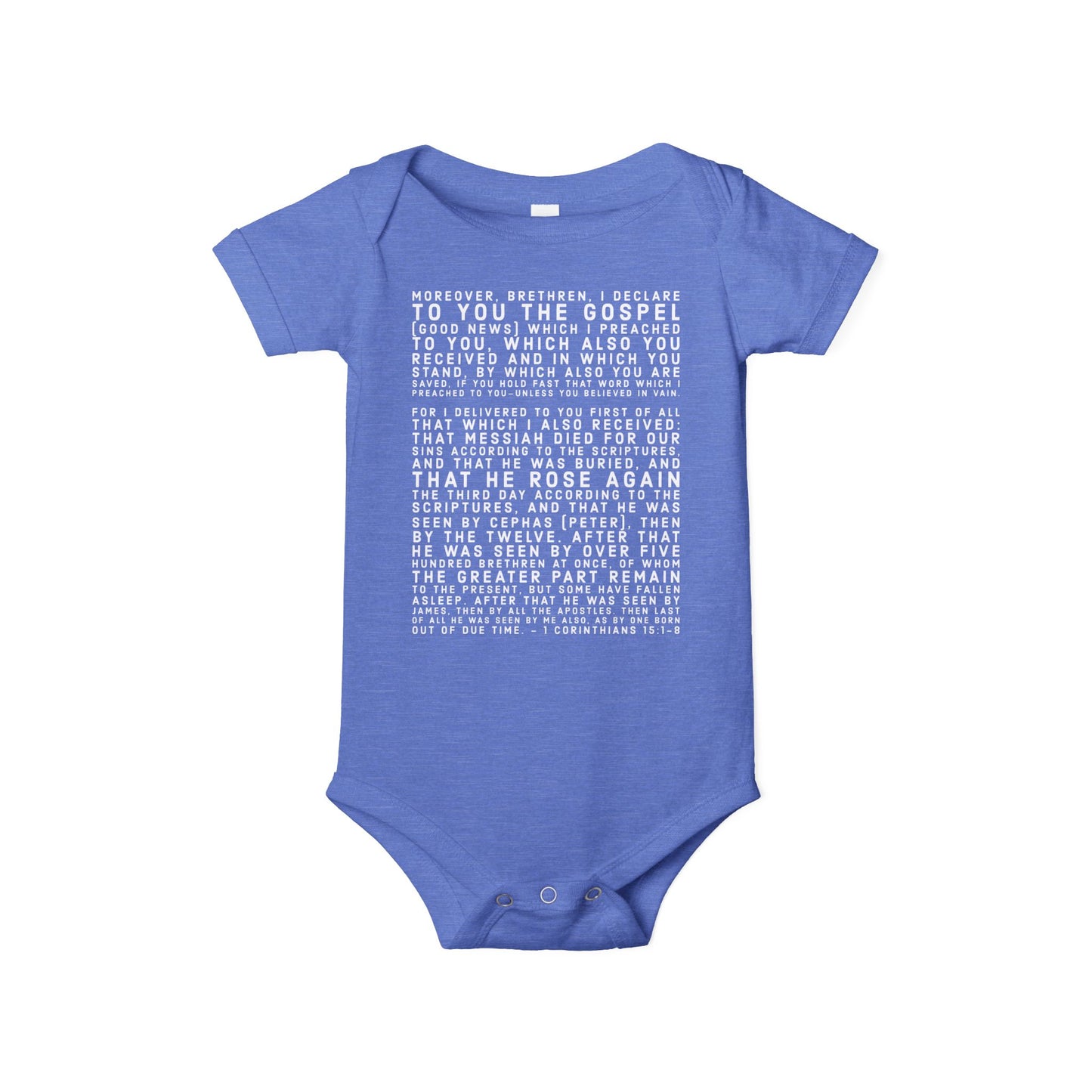 'I declare to you the gospel' - Front Text, Light Lettered Edition - (8 Color Options) - Infant Jersey One Piece